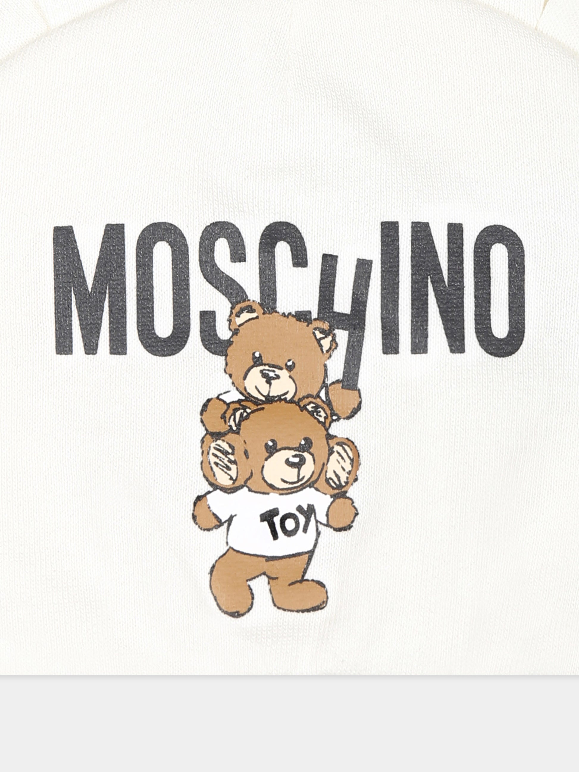 Cappello avorio per neonati con due Teddy Bear,Moschino Kids,MUX04V LCA14 10063