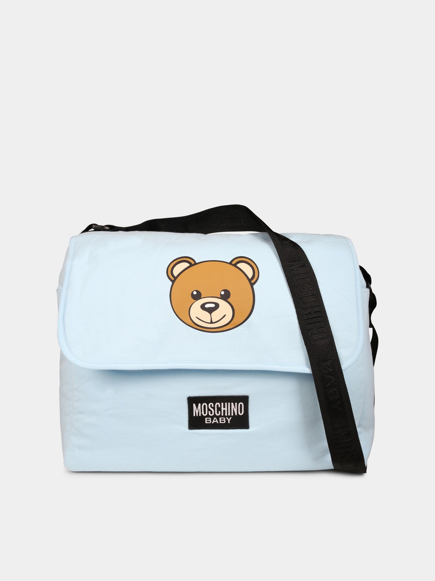 Borsa mamma celeste per neonati con Teddy Bear,Moschino Kids,MUX053 LCA40 40304