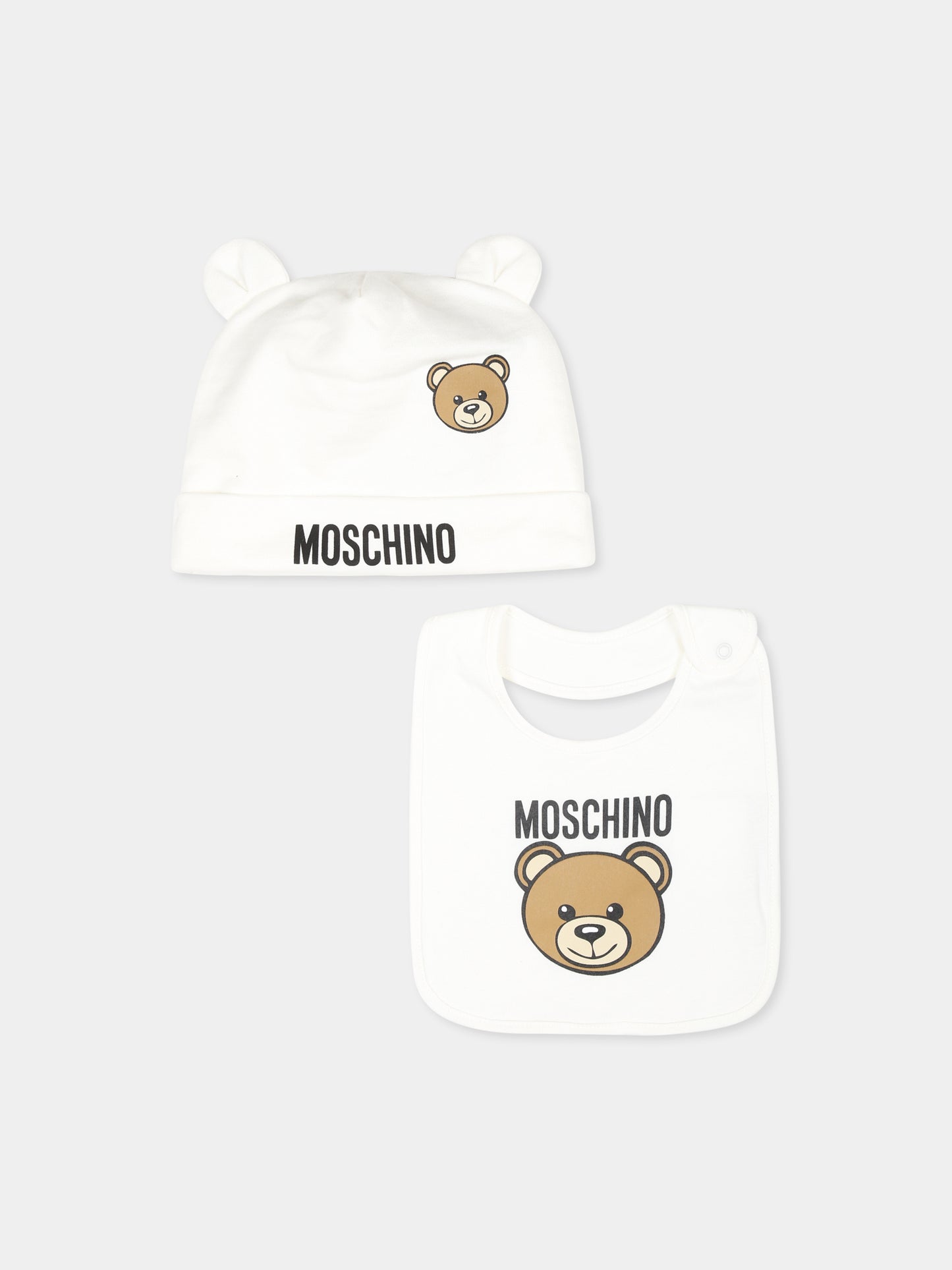 Set accessori avorio per neonati con Teddy Bear,Moschino Kids,MUY079 LCA40 10063