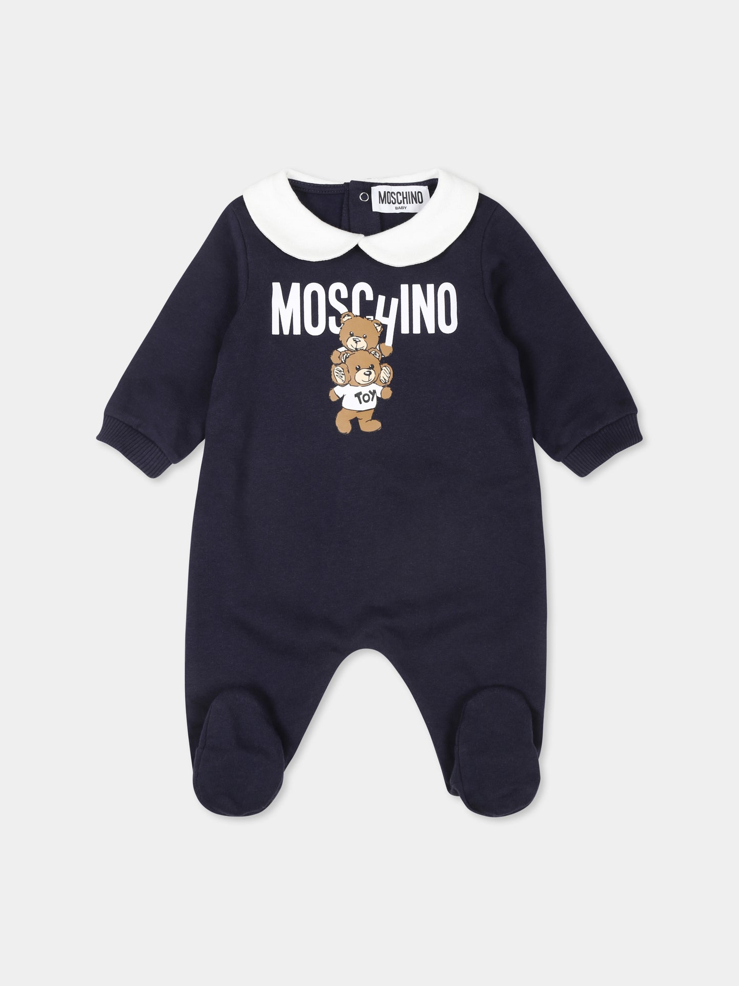 Tutina blu per neonato con due Teddy Bears,Moschino Kids,MZY037 LCA14 40016