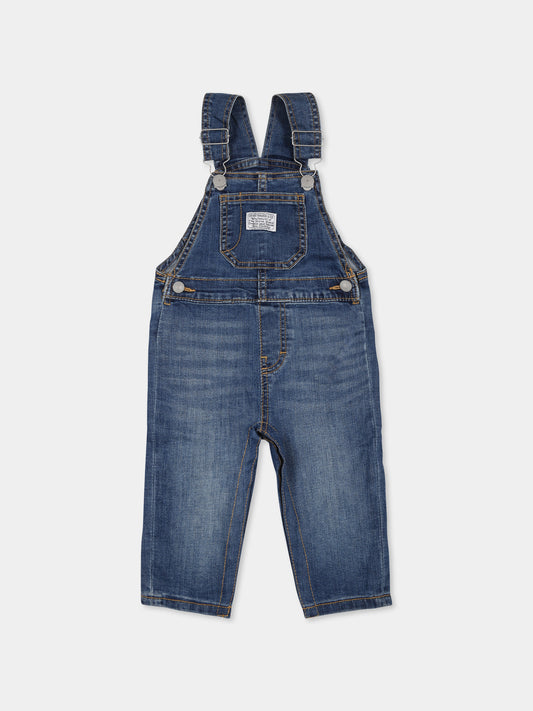 Salopette blu per neonato con logo,Levi's Kids,6ED533 MBM