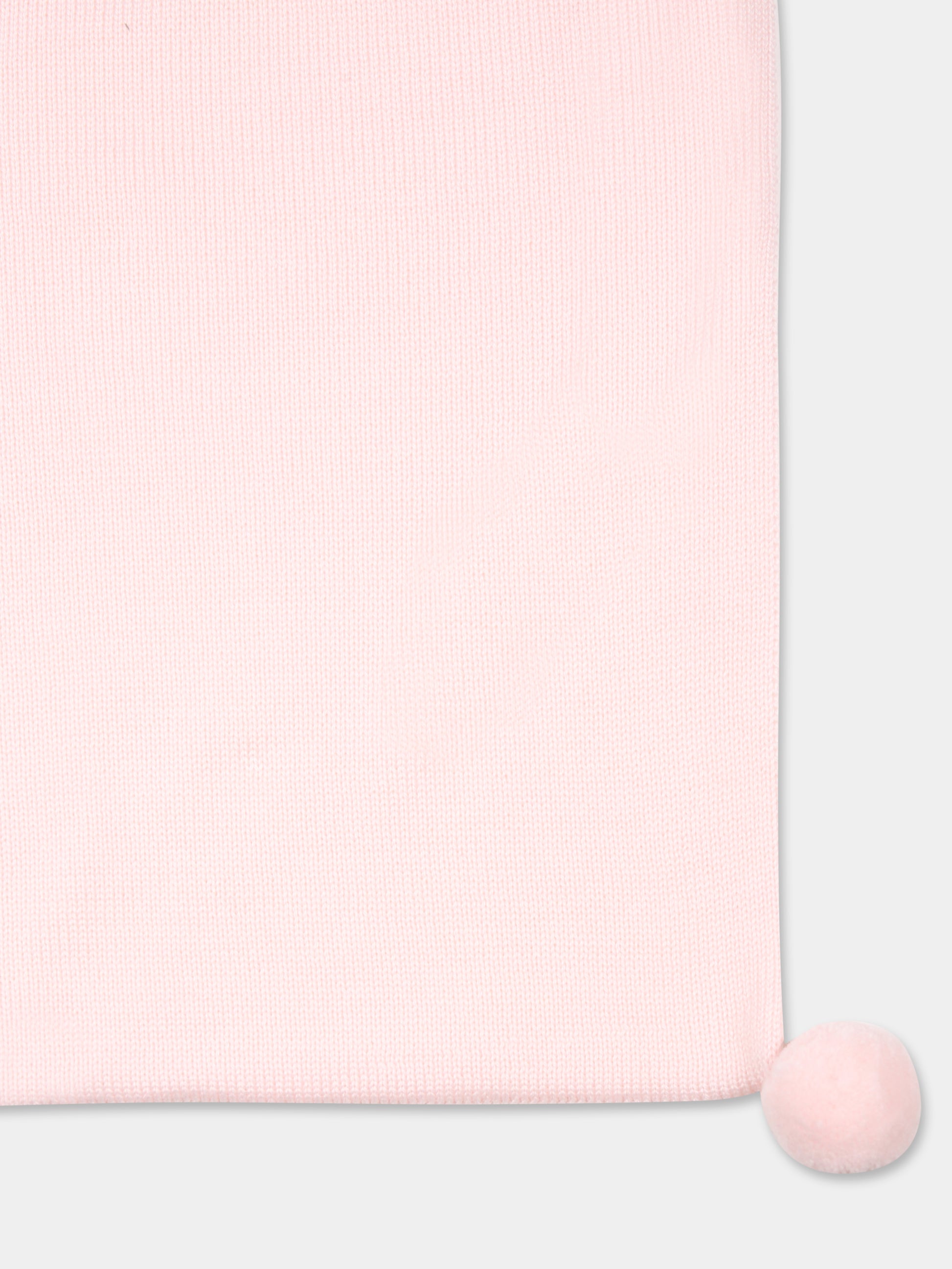 Coperta rosa per neonata con pom pon,Little Bear,9107 CIPRIA/LATTE