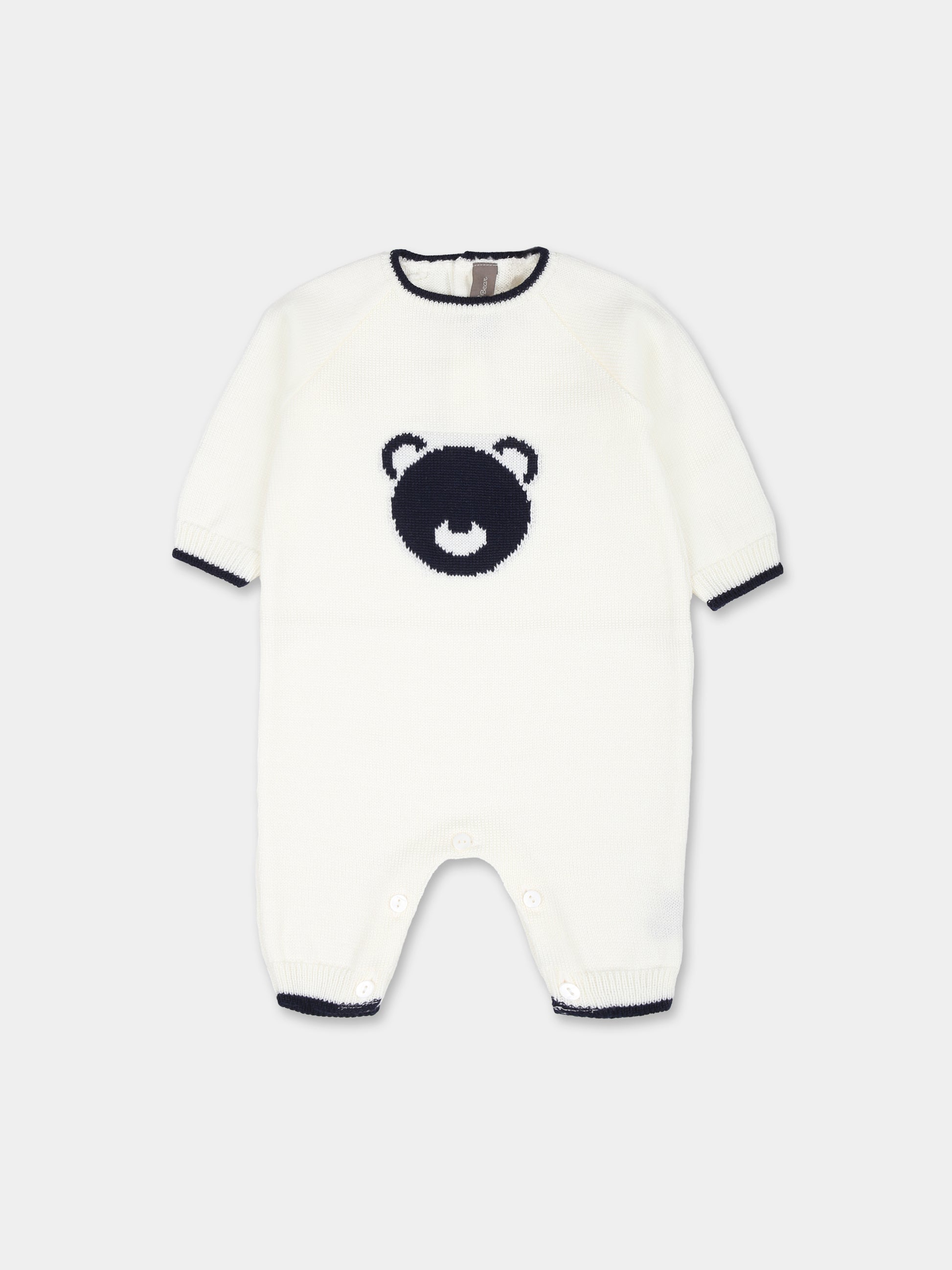 Tutina bianca per neonato con orso,Little Bear,9111 LATTE/BLU