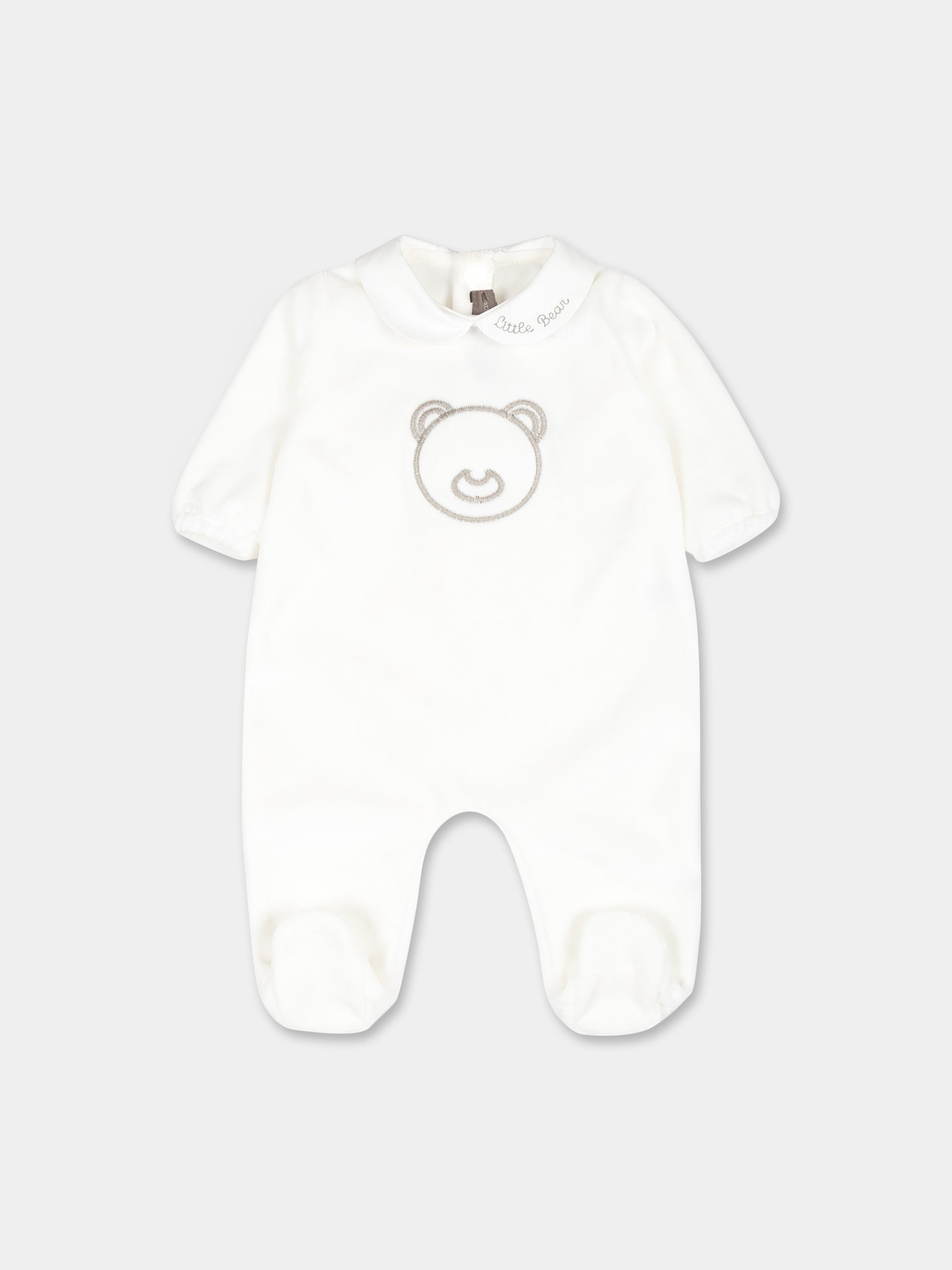 Tutina bianca per neonati con orso,Little Bear,9030 LATTE/CORDA