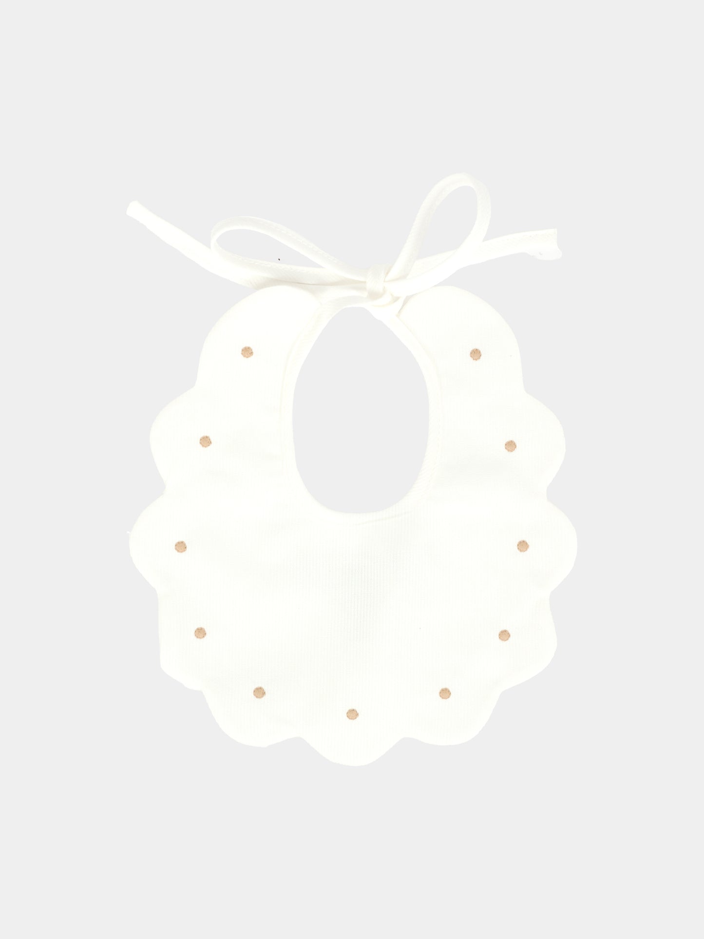 Bavaglino bianco per neonati con pois,Little Bear,2042 LATTE/TORTORA