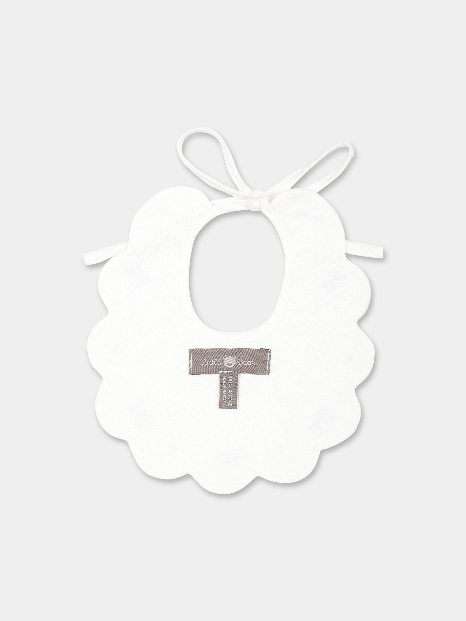 Bavaglino bianco per neonata,Little Bear,2043 LATTE/GLICINE
