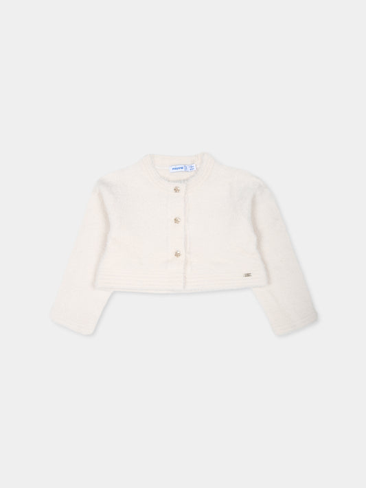 Cardigan crop beige per neonata con logo,Mayoral,2325 083