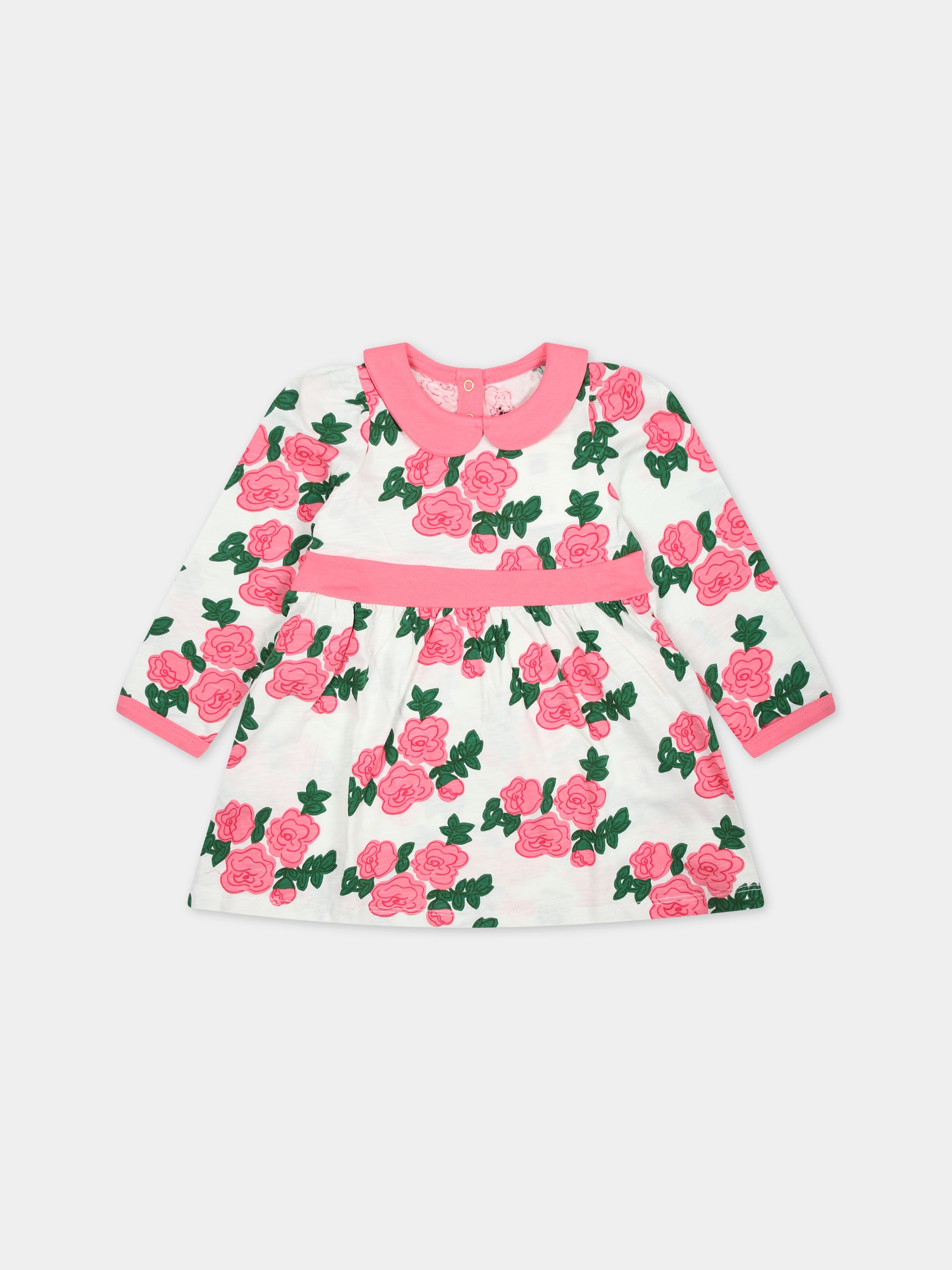 Vestito bianco per neonata con rose,Mini Rodini,2415010828