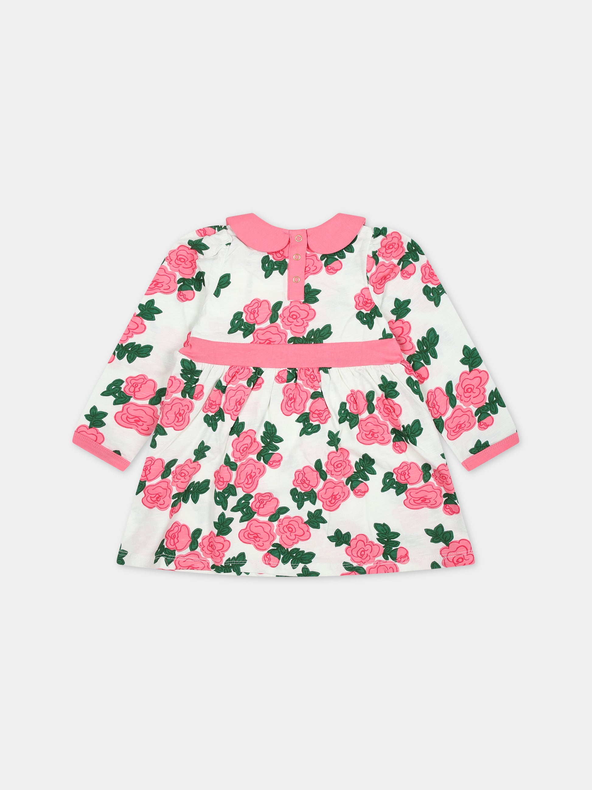 Vestito bianco per neonata con rose,Mini Rodini,2415010828