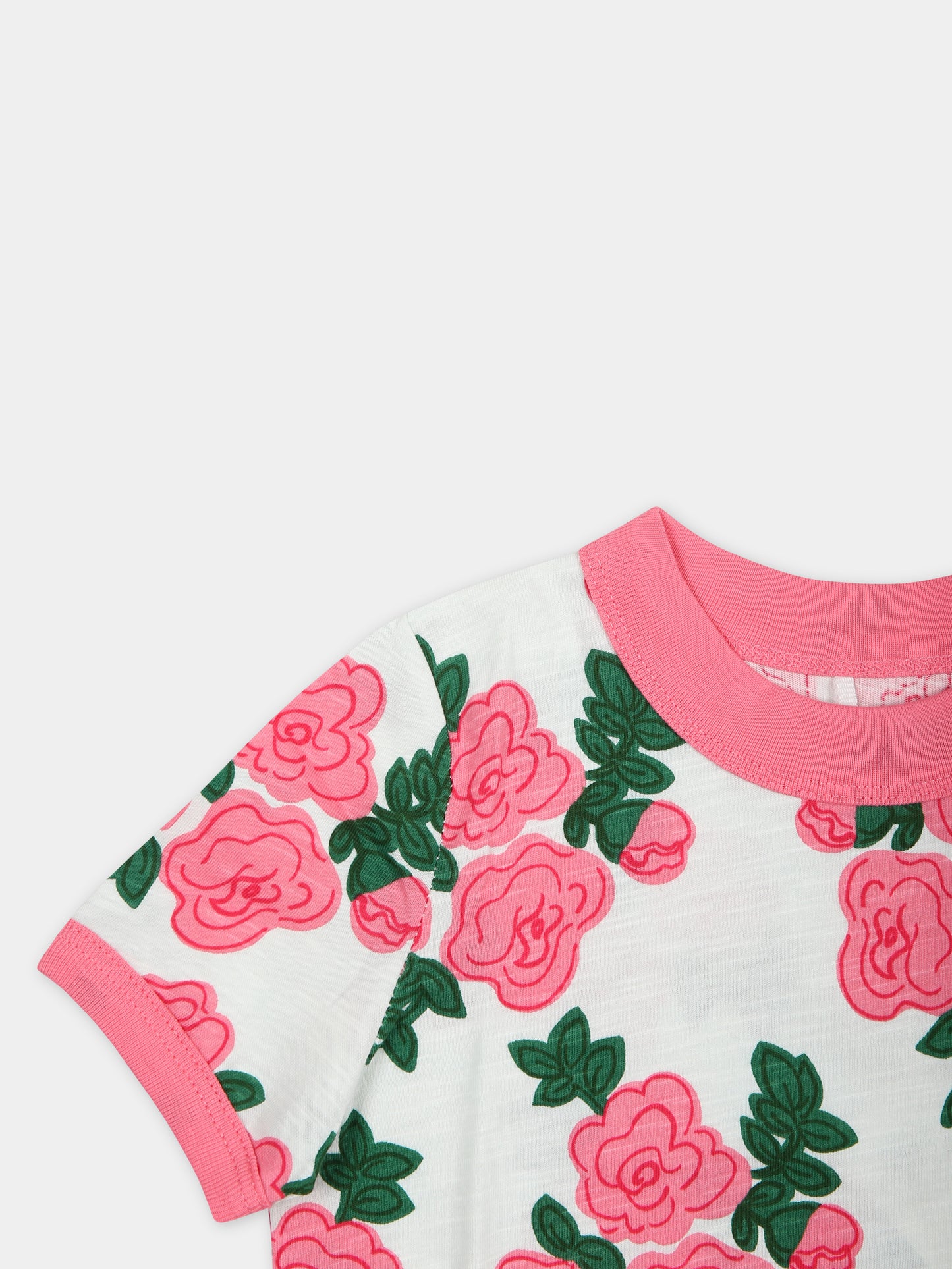 T-shirt bianca per neonata con rose,Mini Rodini,2412012228