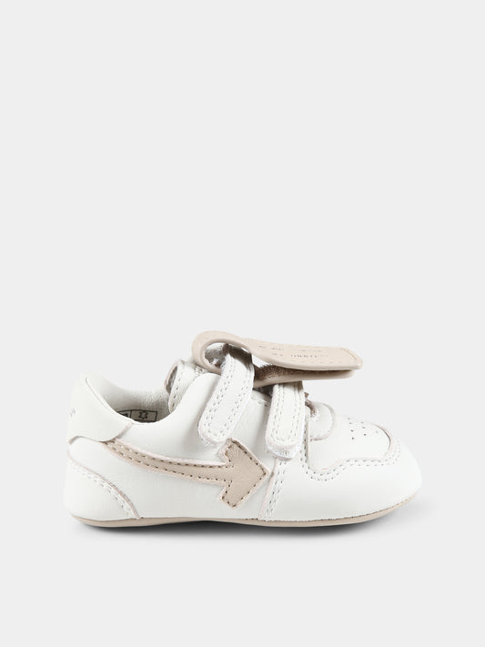 Sneakers bianche per neonato con freccia,Off White,OBIX001F24LEA0020117