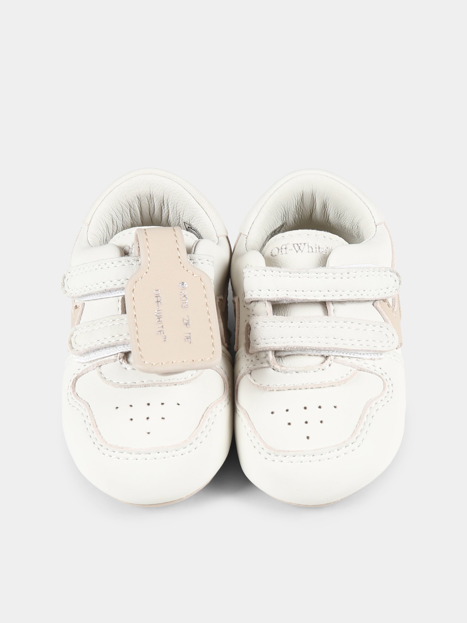 Sneakers bianche per neonato con freccia,Off White,OBIX001F24LEA0020117