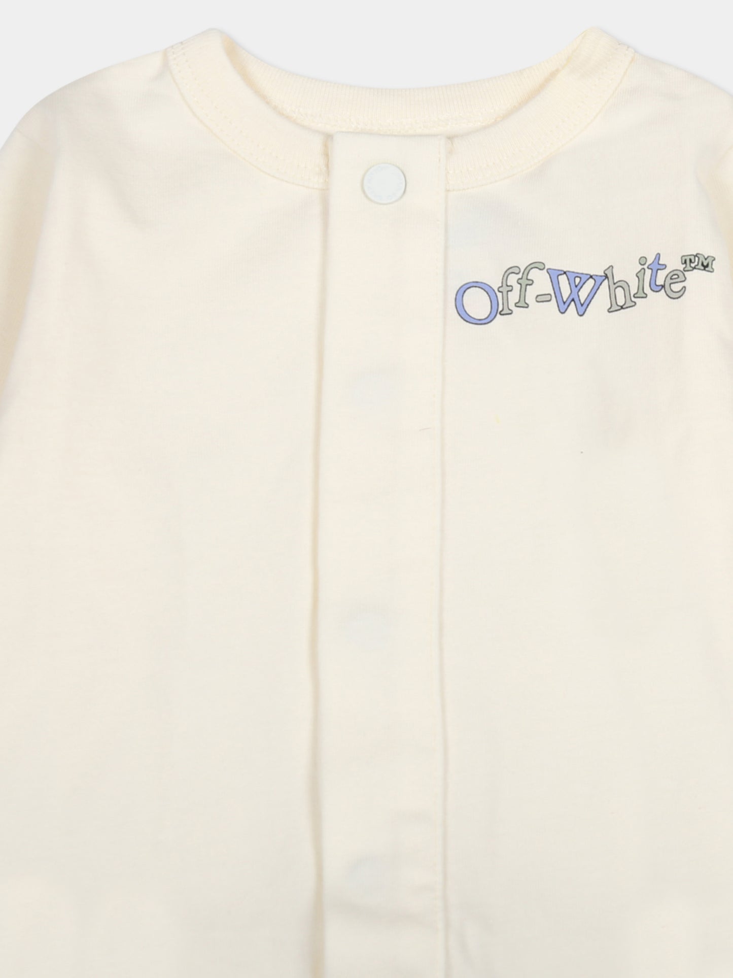 Tutina avorio per neonato con logo e iconiche frecce,Off White,OBXG002F24JER0010317