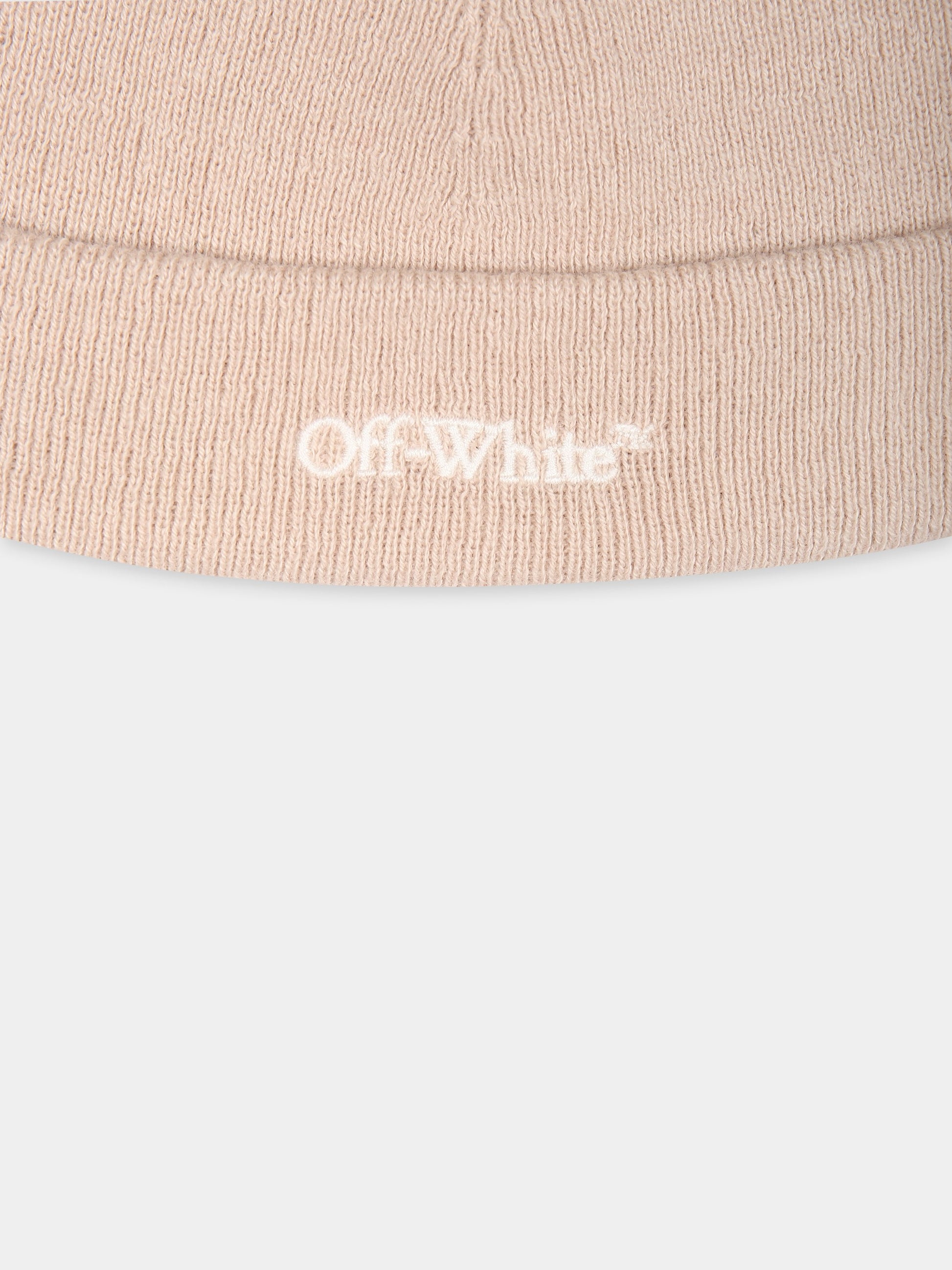 Berretto beige per neonato con logo,Off White,OBXS001F24KNI0011701