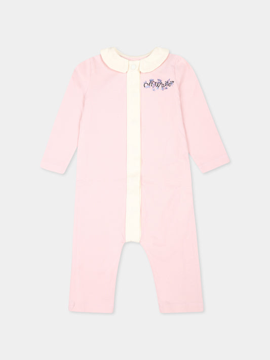 Tutina rosa per neonata con logo,Off White,OGXG002F24JER0013C10