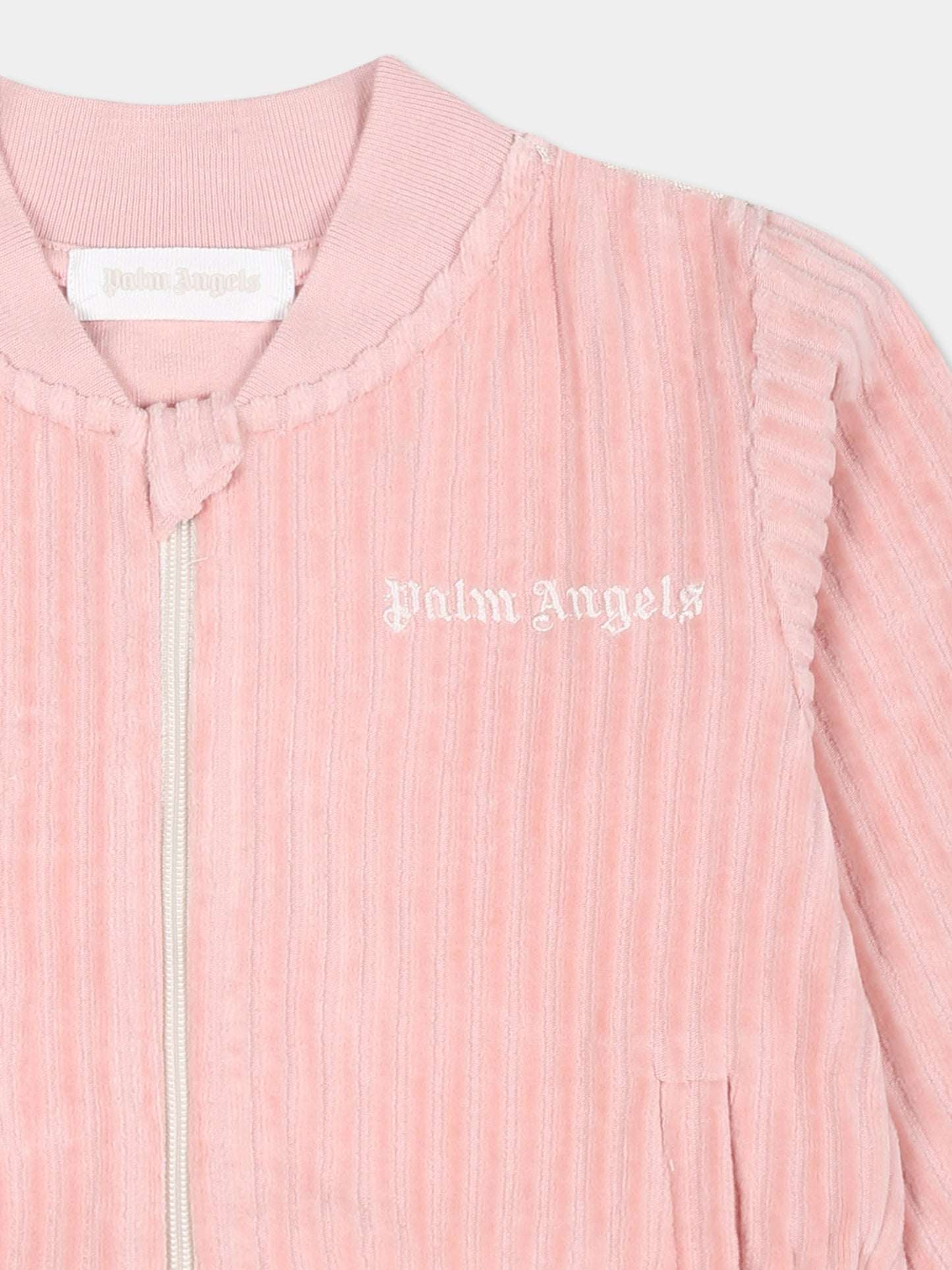 Felpa rosa per neonata con logo,Palm Angels,PG3X002F24FLE0013103