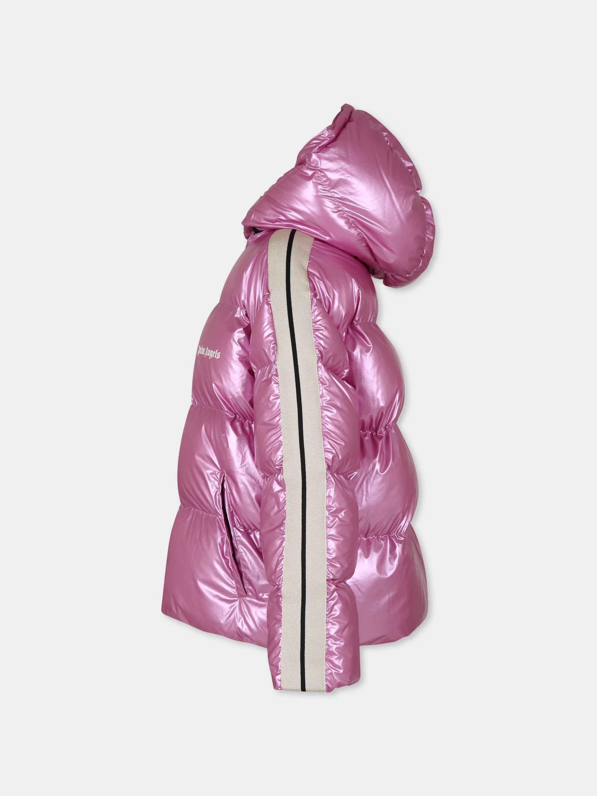 Piumino rosa per bambina con logo,Palm Angels,PGEJ002F24FAB0033003