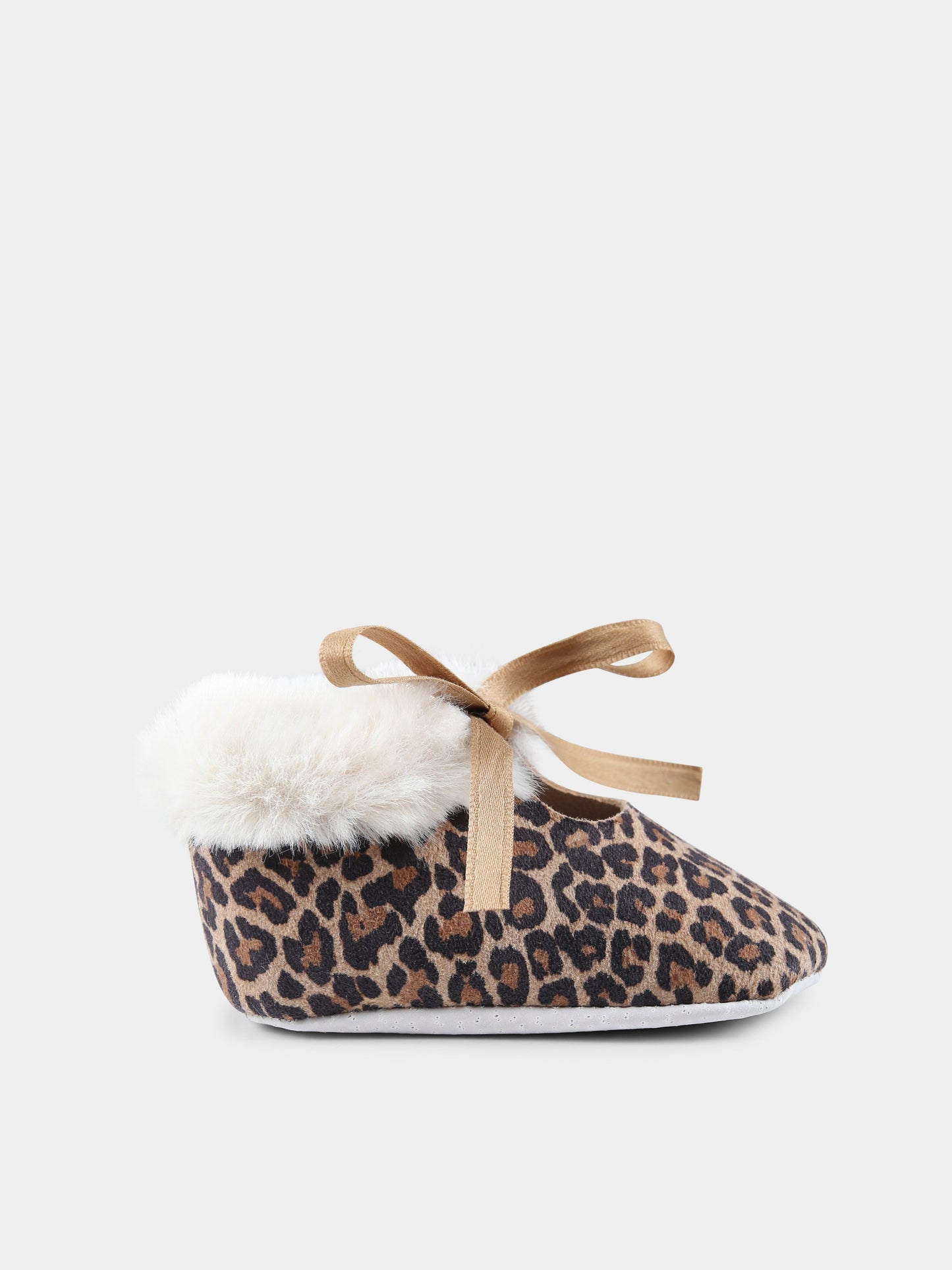 Ballerine marroni per neonata con stampa leopardata,Tartine Et Chocolat,TZ80001 1724H