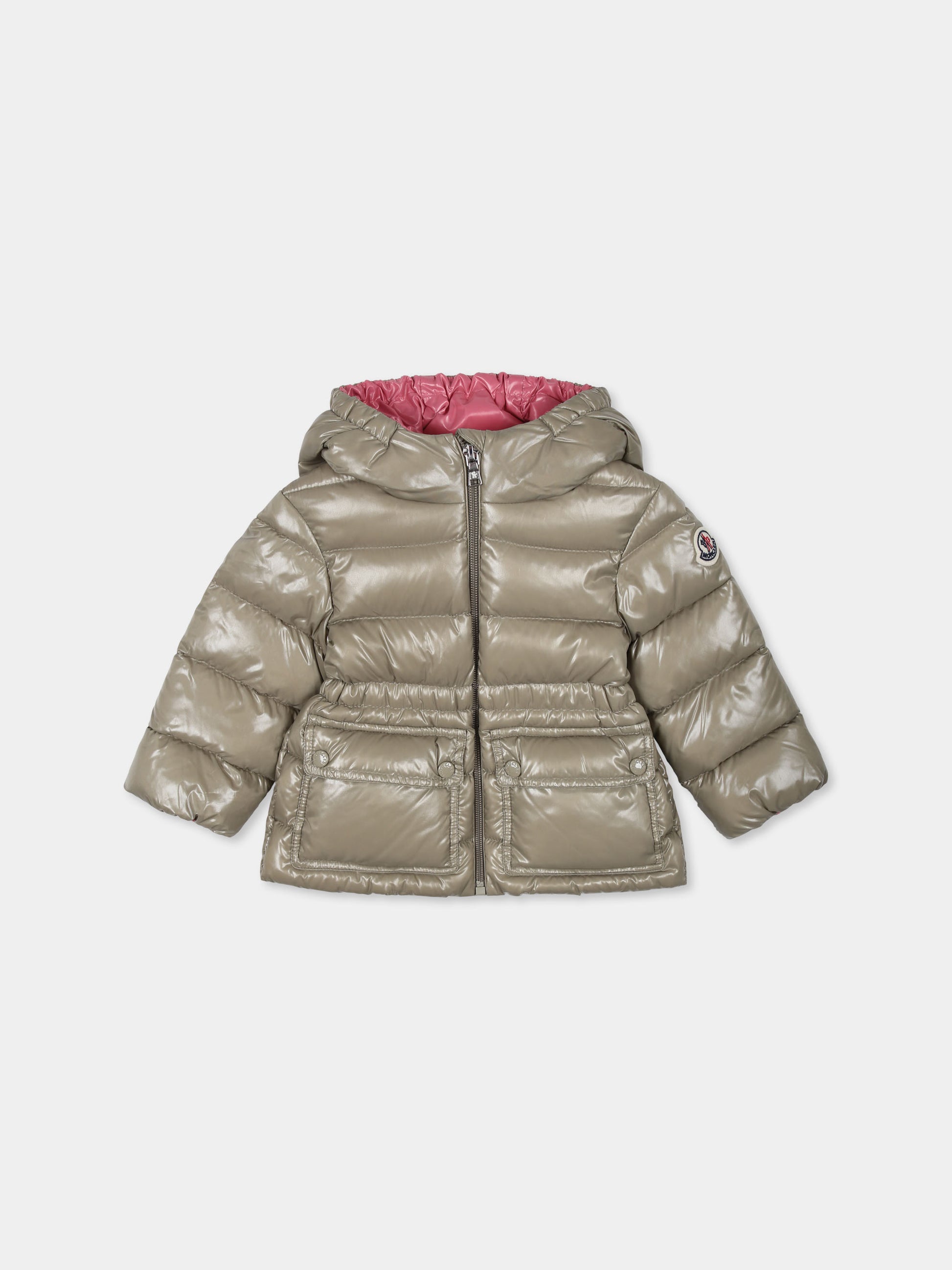 Piumino Adriel verde per neonata con patch logato,Moncler Kids,J2951 1A00041 5963V 220