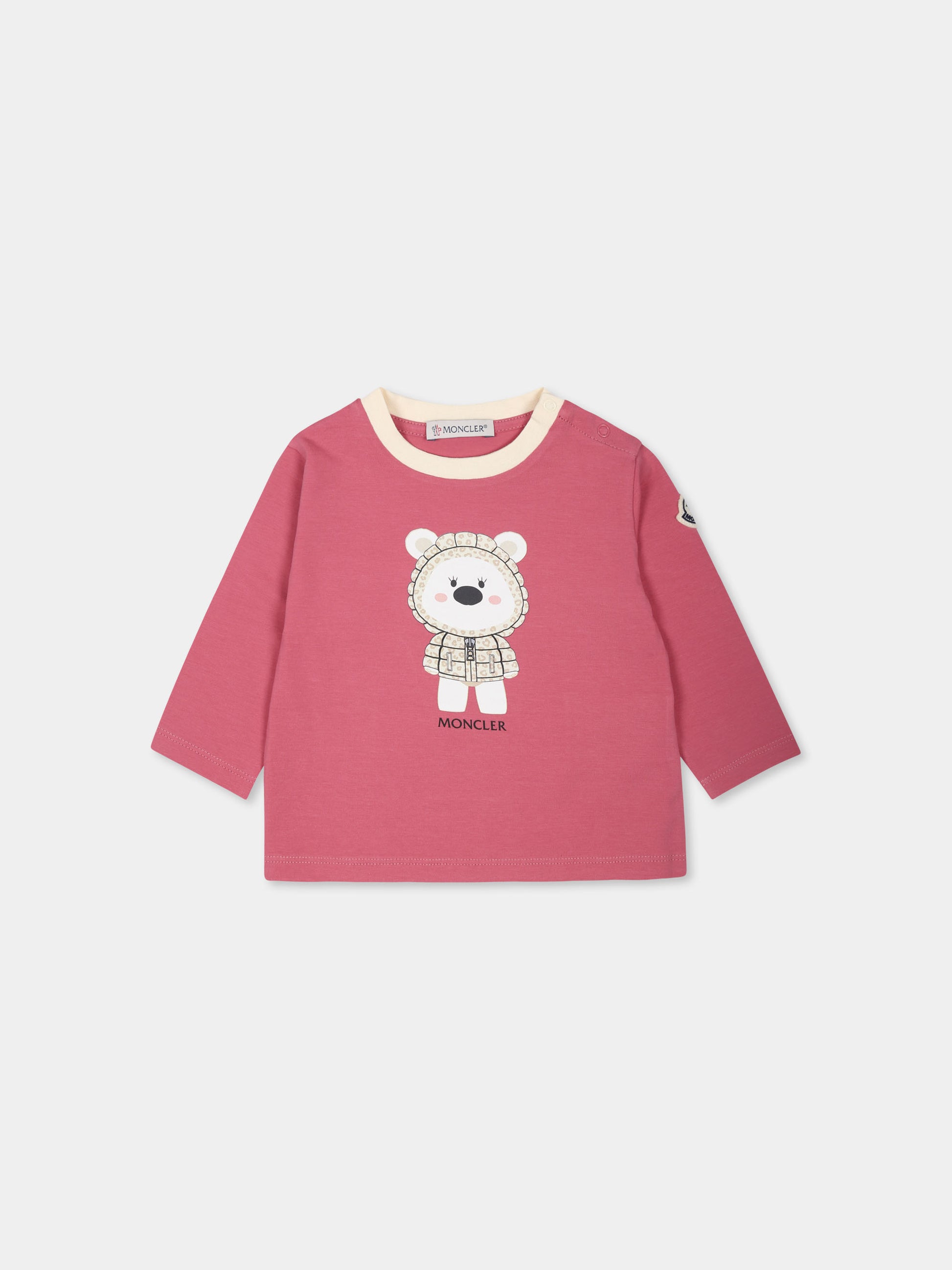 T-shirt fucsia per neonata con logo,Moncler Kids,J2951 8D00006 8790N 52L