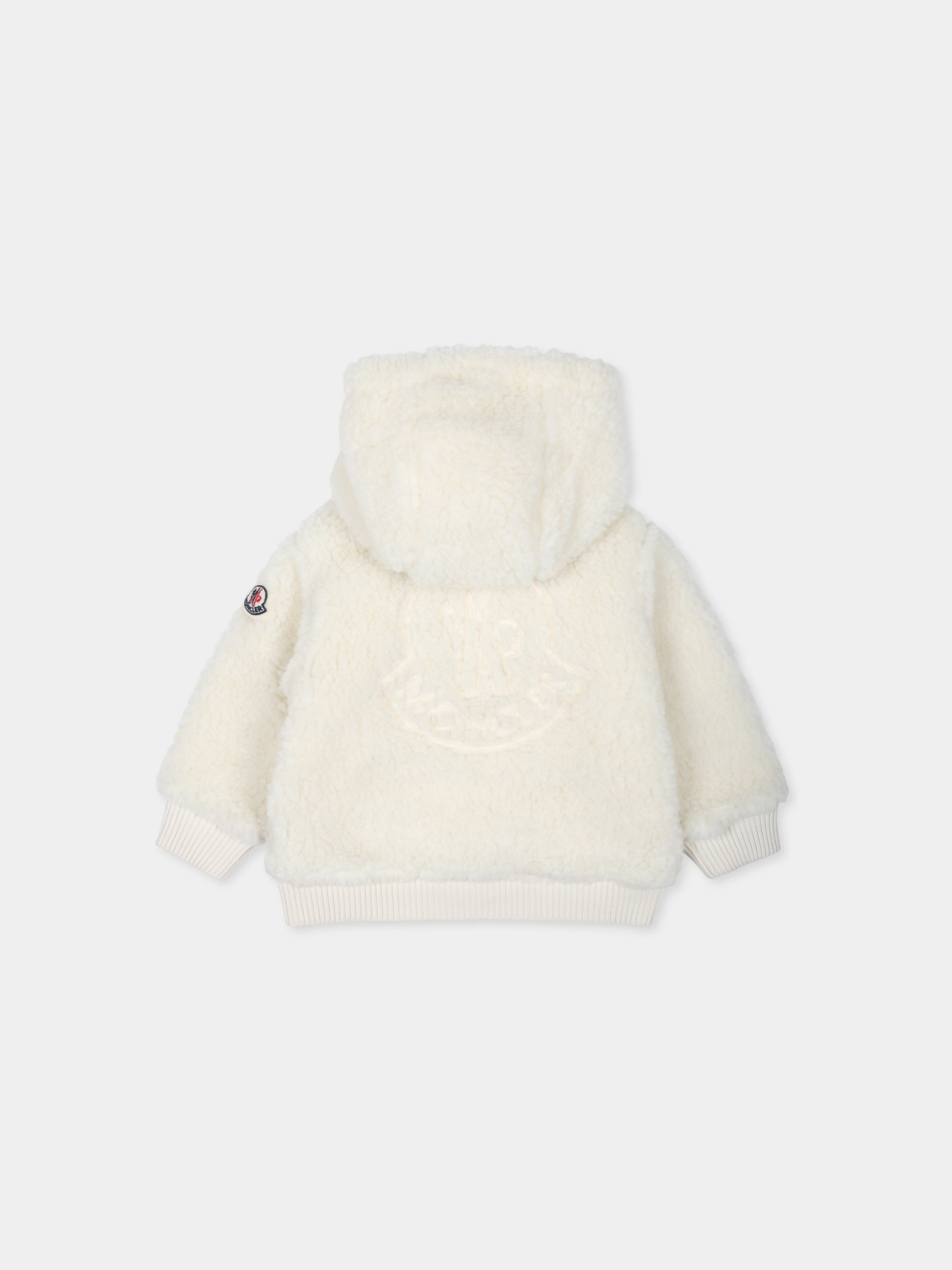 Felpa avorio per neonati con logo,Moncler Kids,J2951 8G00008 89A3X 034