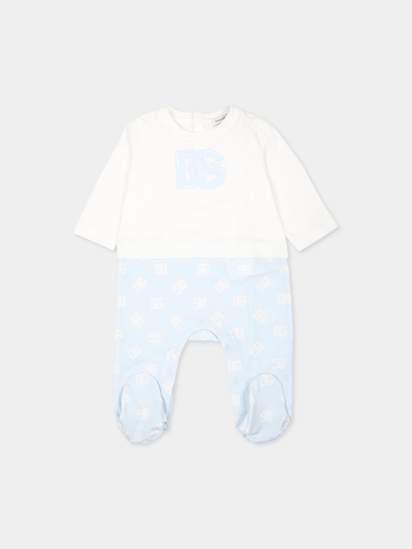 Set tutina celeste per neonato con logo DG,Dolce & Gabbana Kids,L1JO8O G7N2O S9000