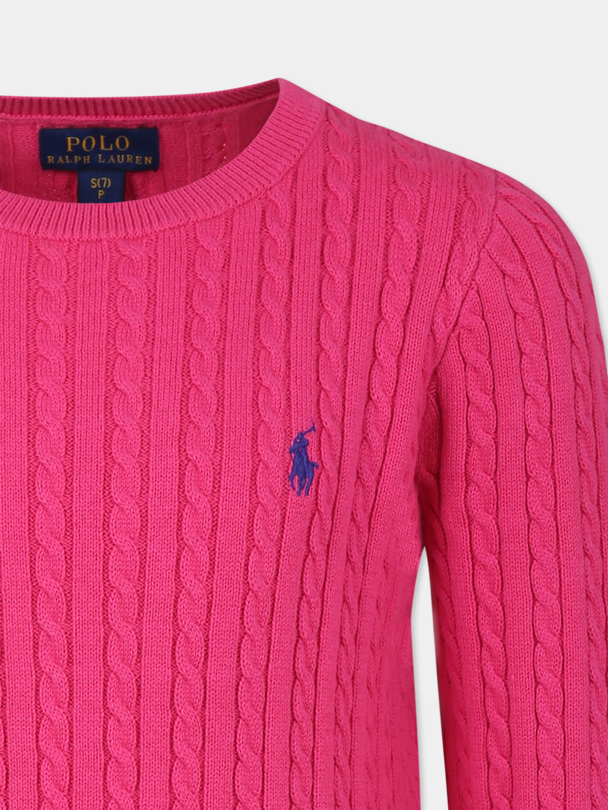 Vestito fucsia per bambina con iconico cavallino blu,Ralph Lauren Kids,950782001