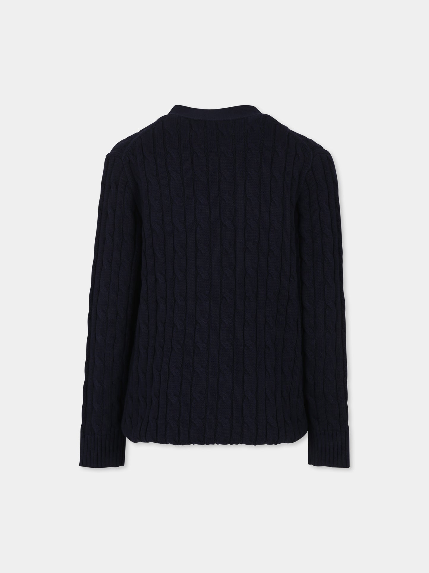 Cardigan blu per bambina con cavallino,Ralph Lauren Kids,950765001