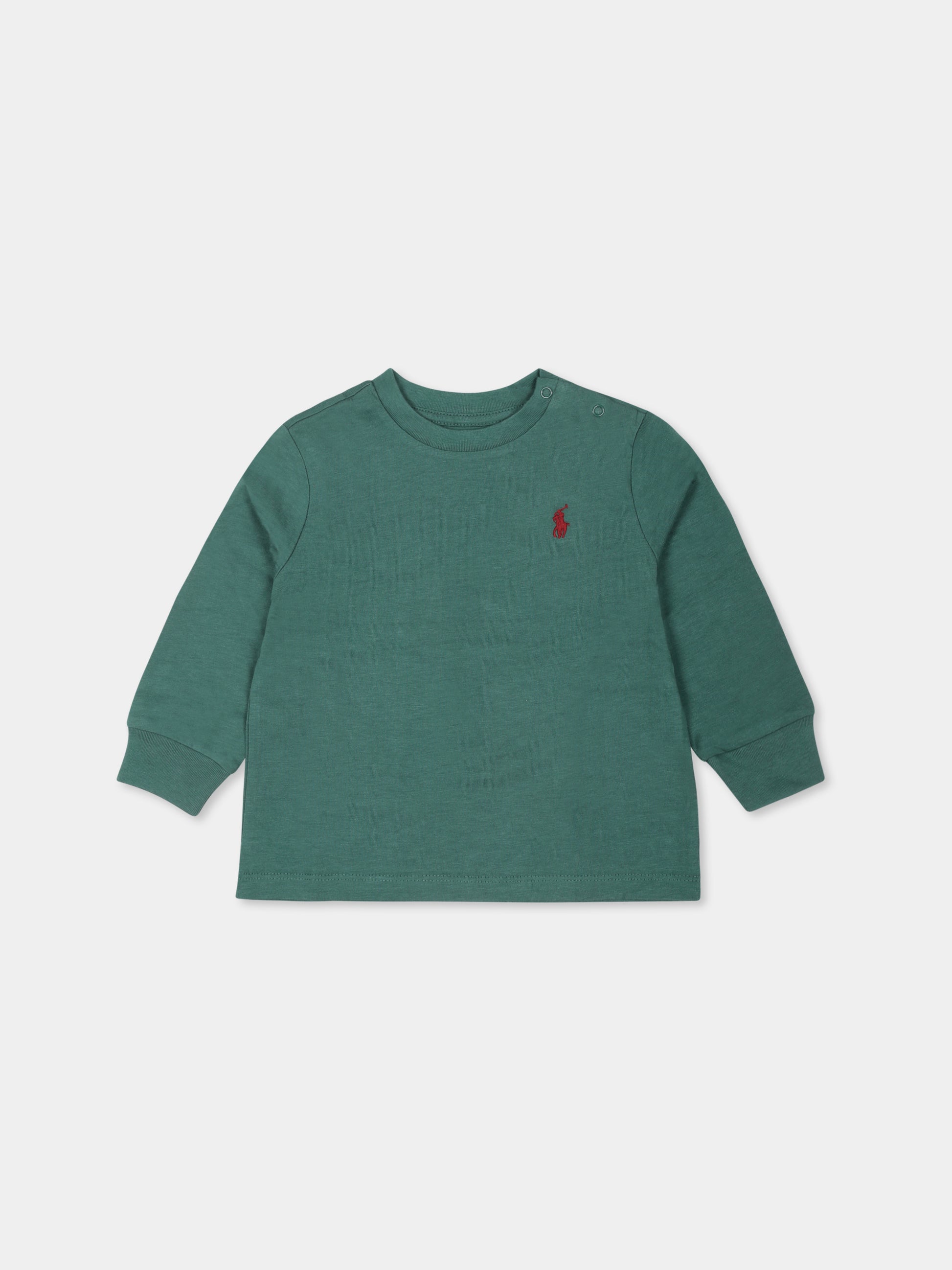 T-shirt verde per neonato con cavallino,Ralph Lauren Kids,854677084