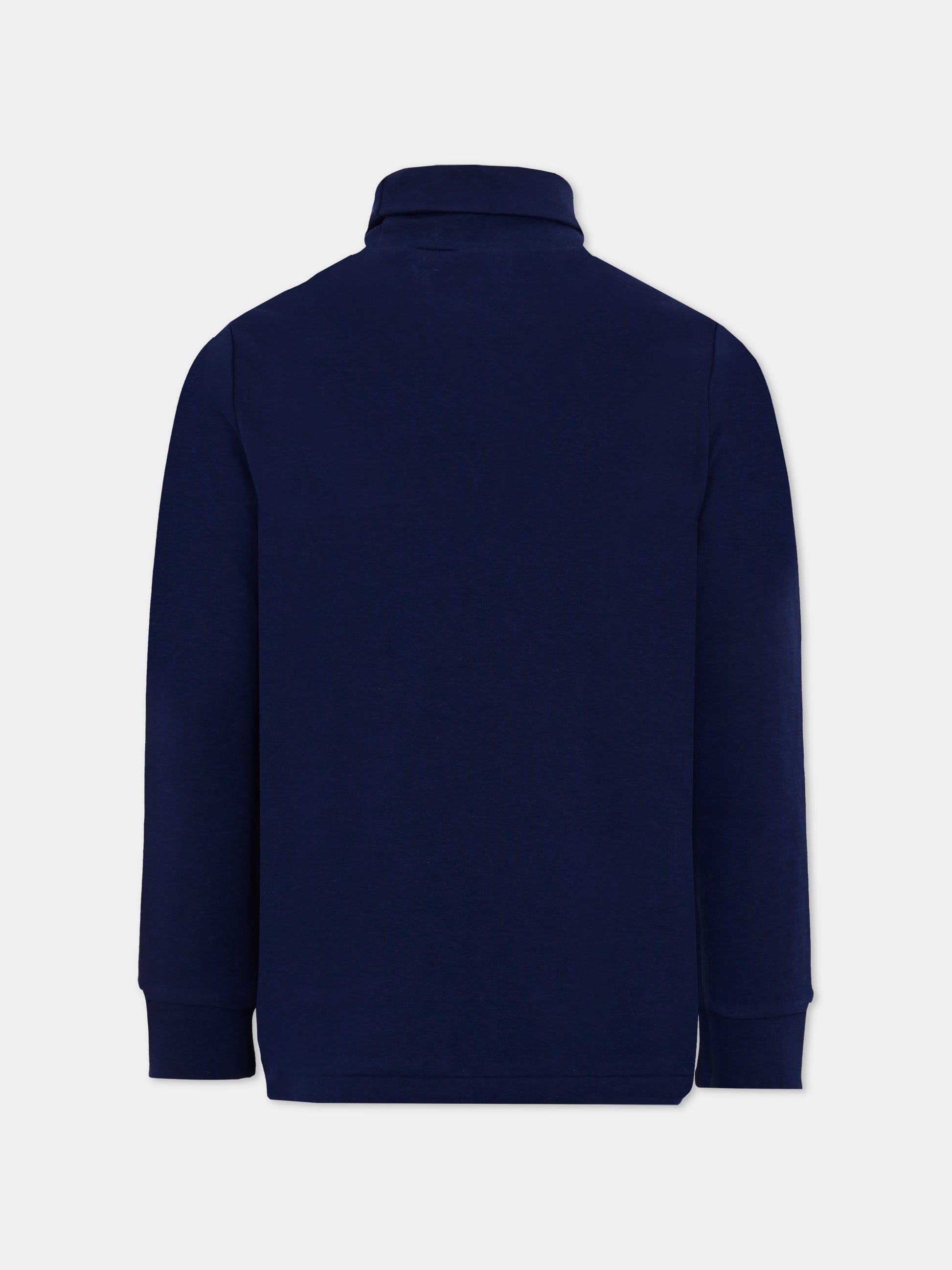 Dolcevita blu per bambino con iconico cavallino marrone,Ralph Lauren Kids,952435002