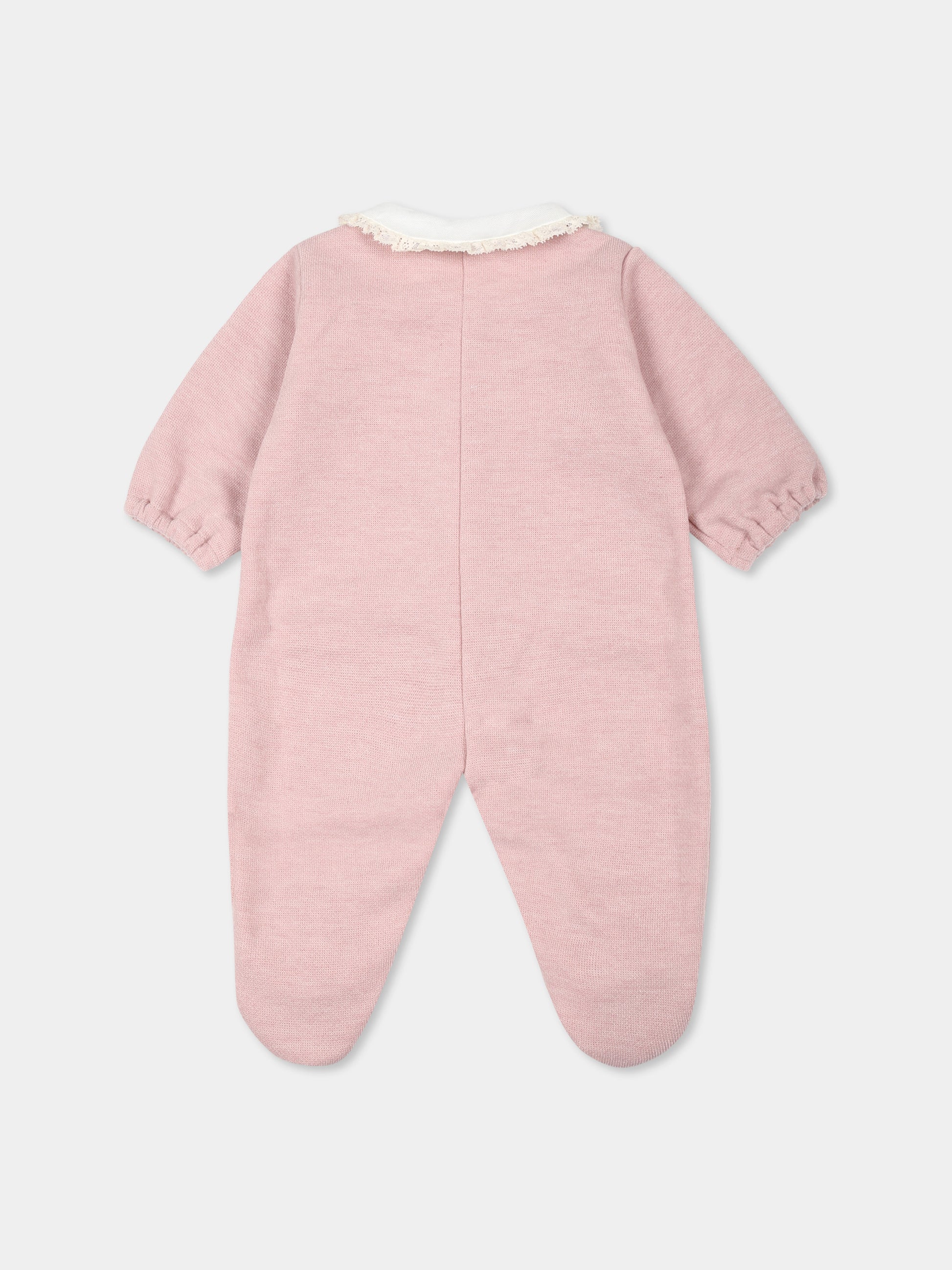 Tutina rosa per neonata con pizzo,La Stupenderia,TBTT10M48