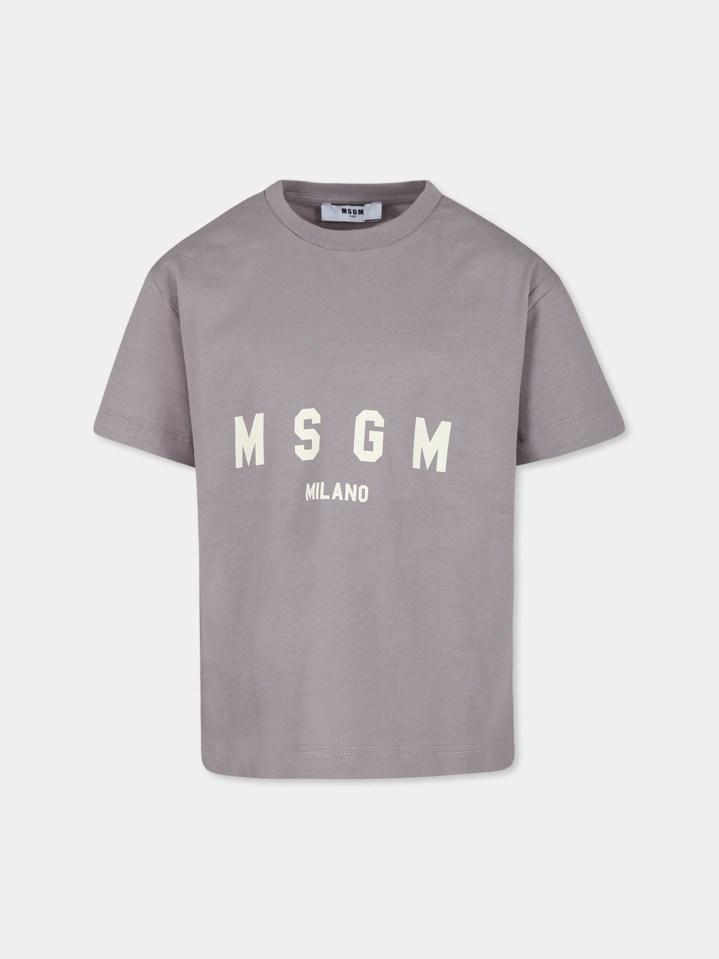 T-shirt beige per bambini con logo,Msgm Kids,F4MSJUTH176 180