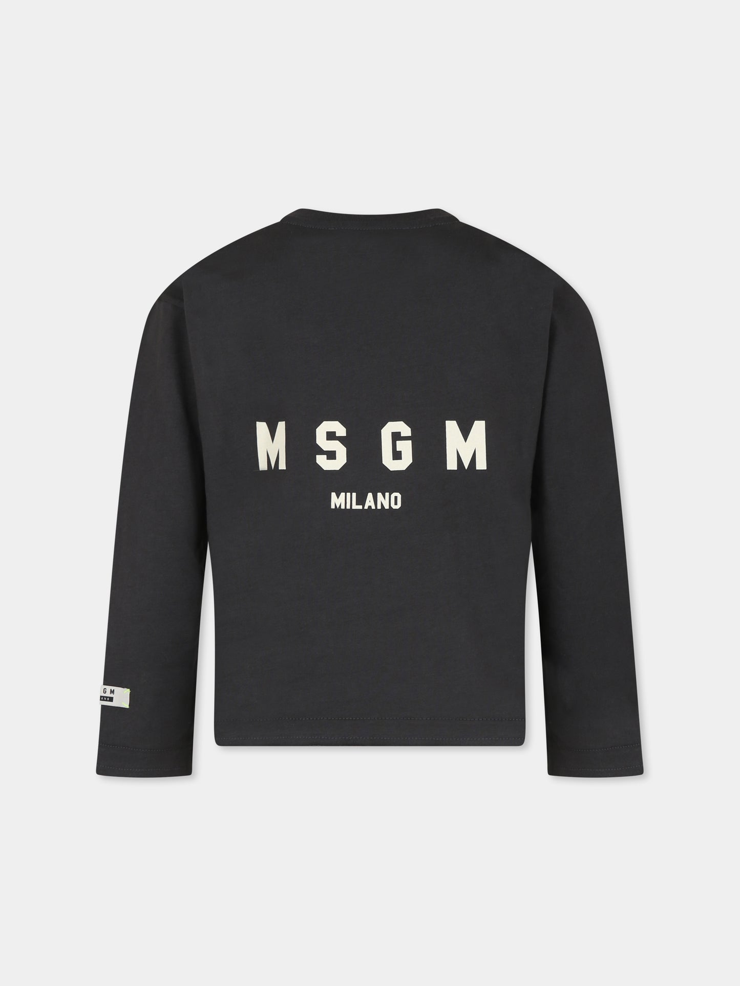 T-shirt nera per bambini con logo,Msgm Kids,F4MSJUTH175 103