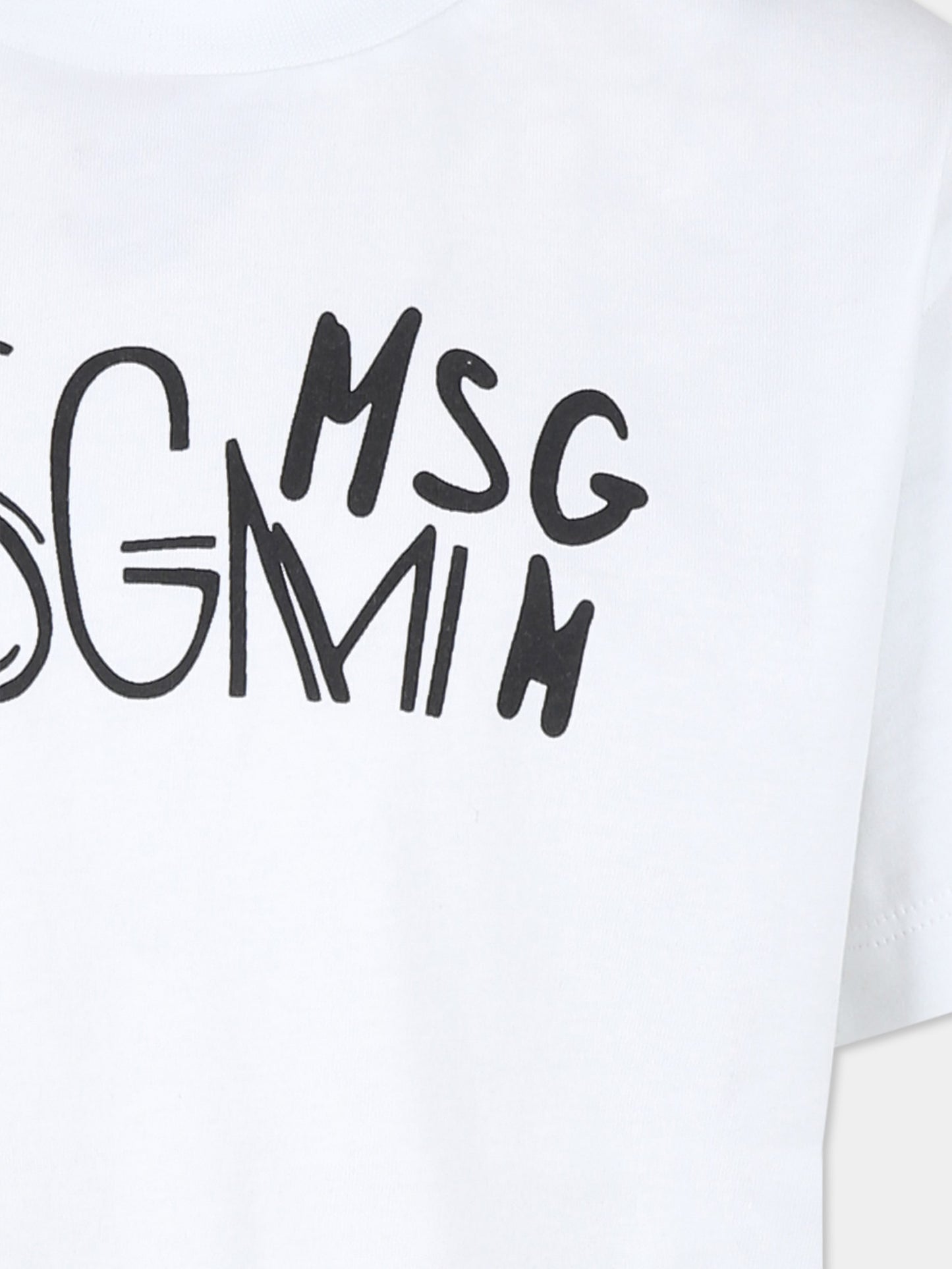 T-shirt bianca per bambino con logo,Msgm Kids,F4MSJBTH017 001