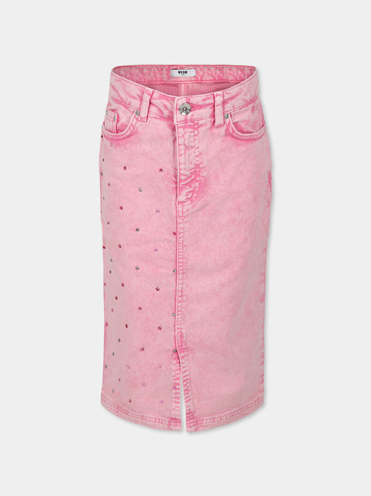 Gonna rosa in denim per bambina,Msgm Kids,F4MSJGSK161 042