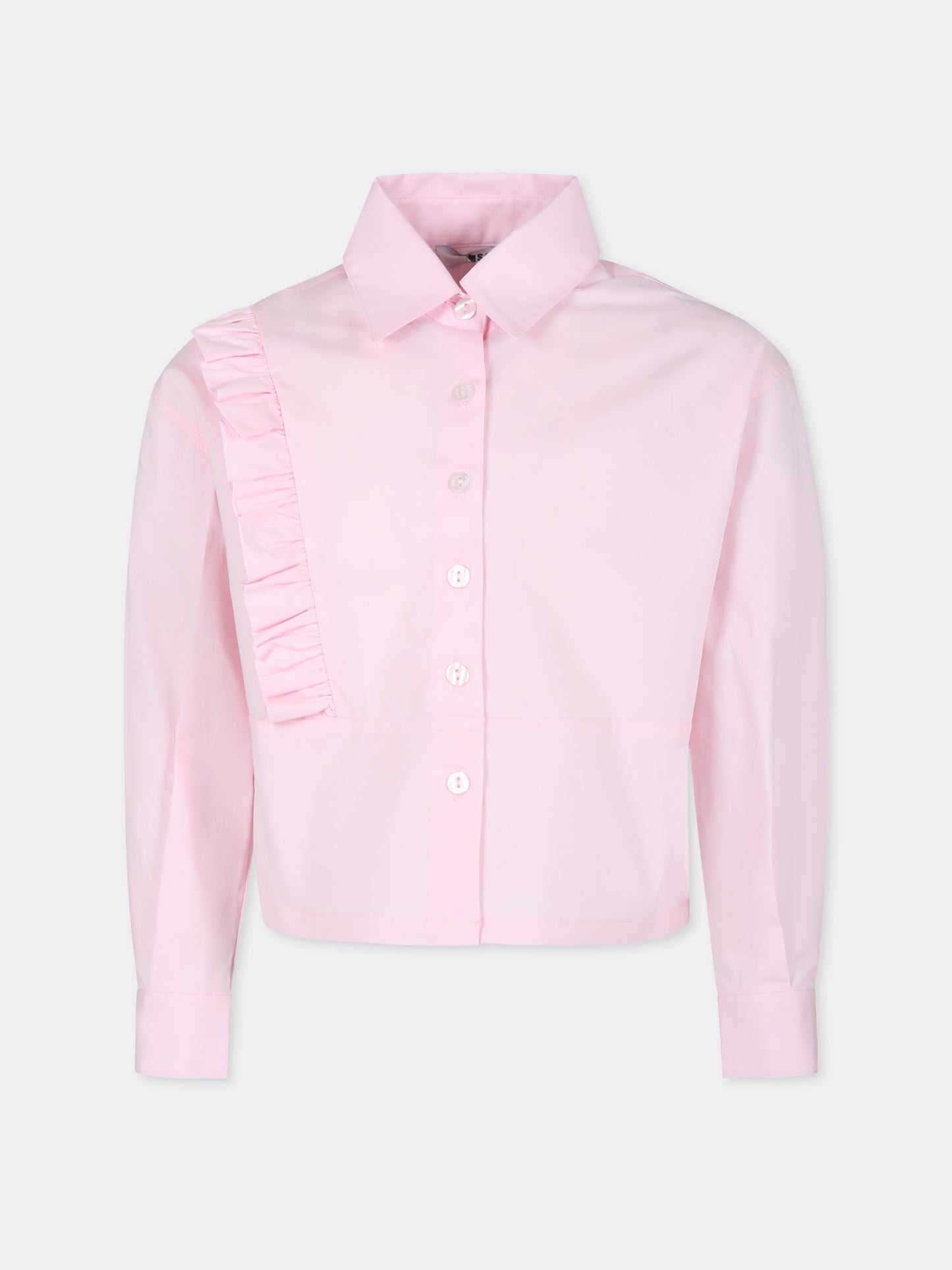 Camicia rosa per bambina con logo,Msgm Kids,F4MSJGSI185 042