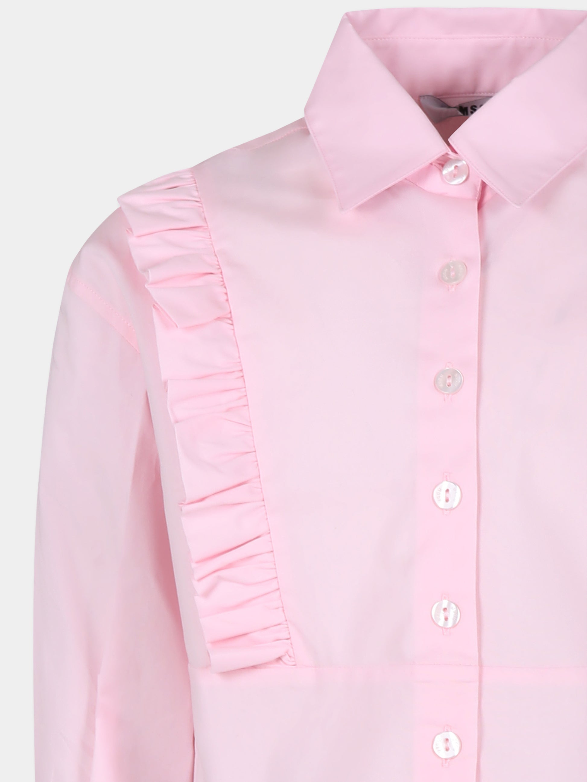 Camicia rosa per bambina con logo,Msgm Kids,F4MSJGSI185 042