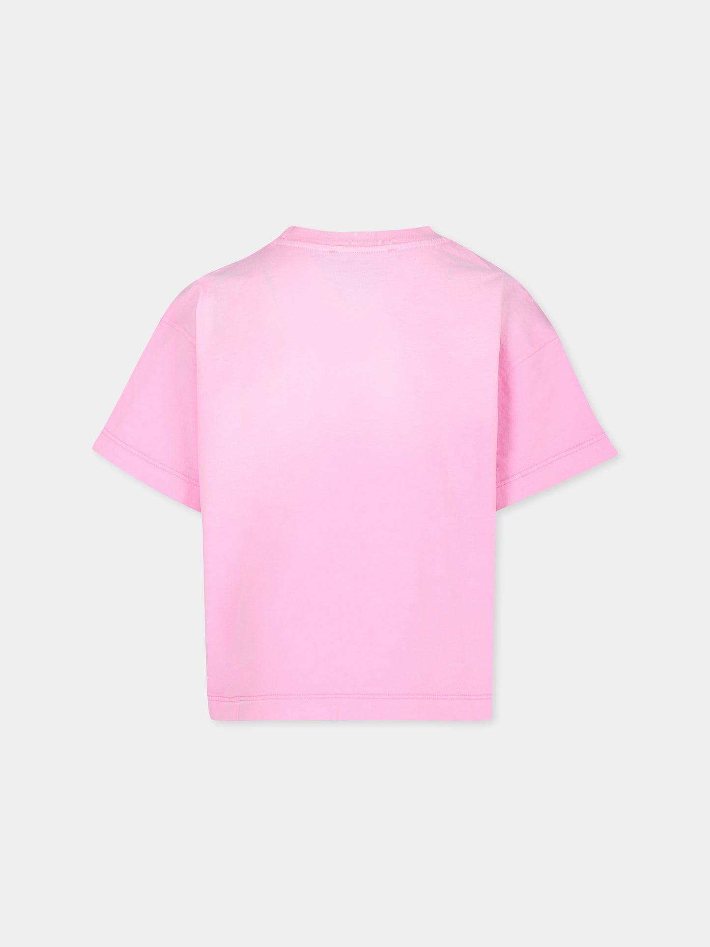 T-shirt rosa per bambina con logo,Msgm Kids,F4MSJGTH189 042