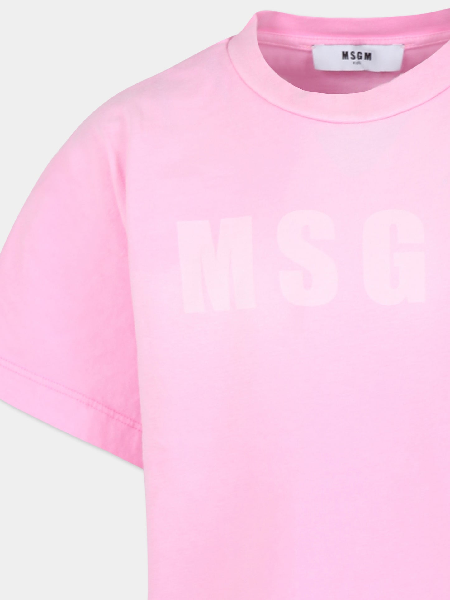 T-shirt rosa per bambina con logo,Msgm Kids,F4MSJGTH189 042