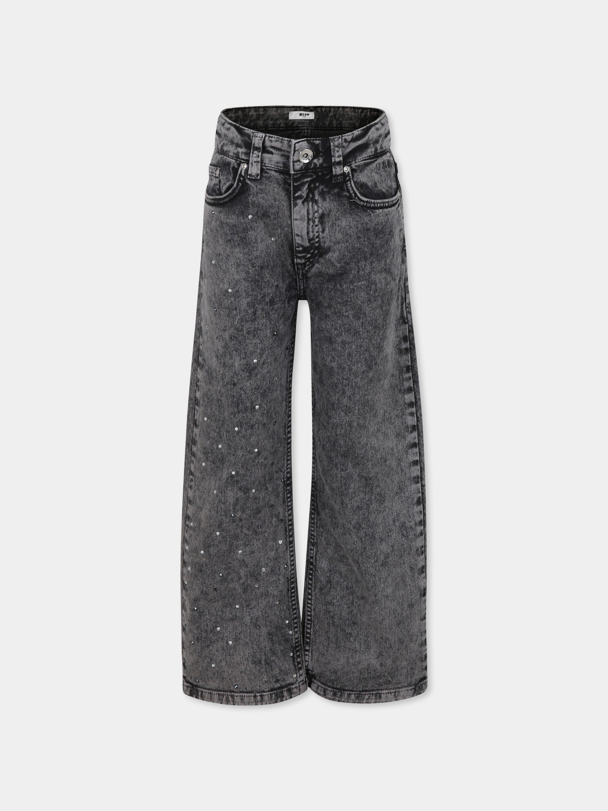 Jeans grigi per bambina con strass,Msgm Kids,F4MSJGDP160 127