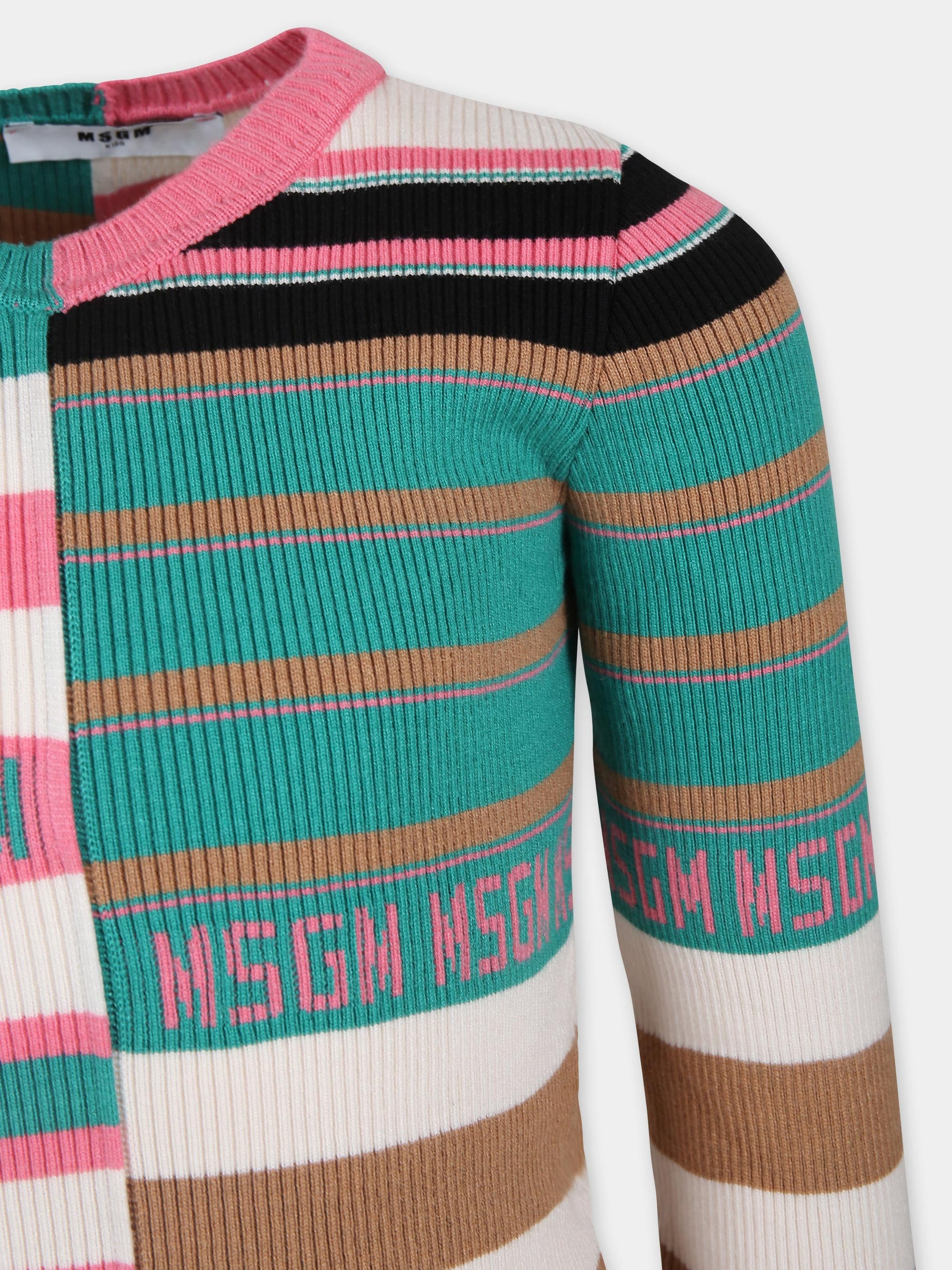 Vestito multicolor per bambina con logo,Msgm Kids,F4MSJGDR195 140