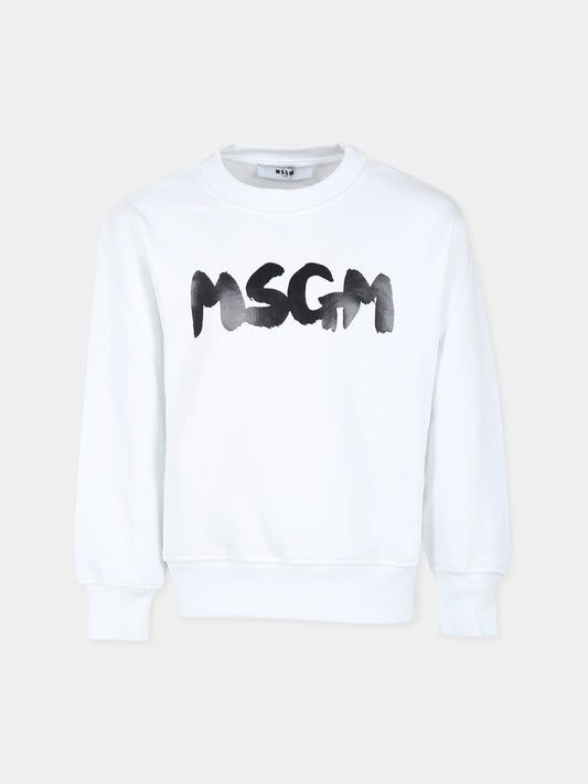 Felpa bianca per bambini con logo,Msgm Kids,F4MSJUSW060 001