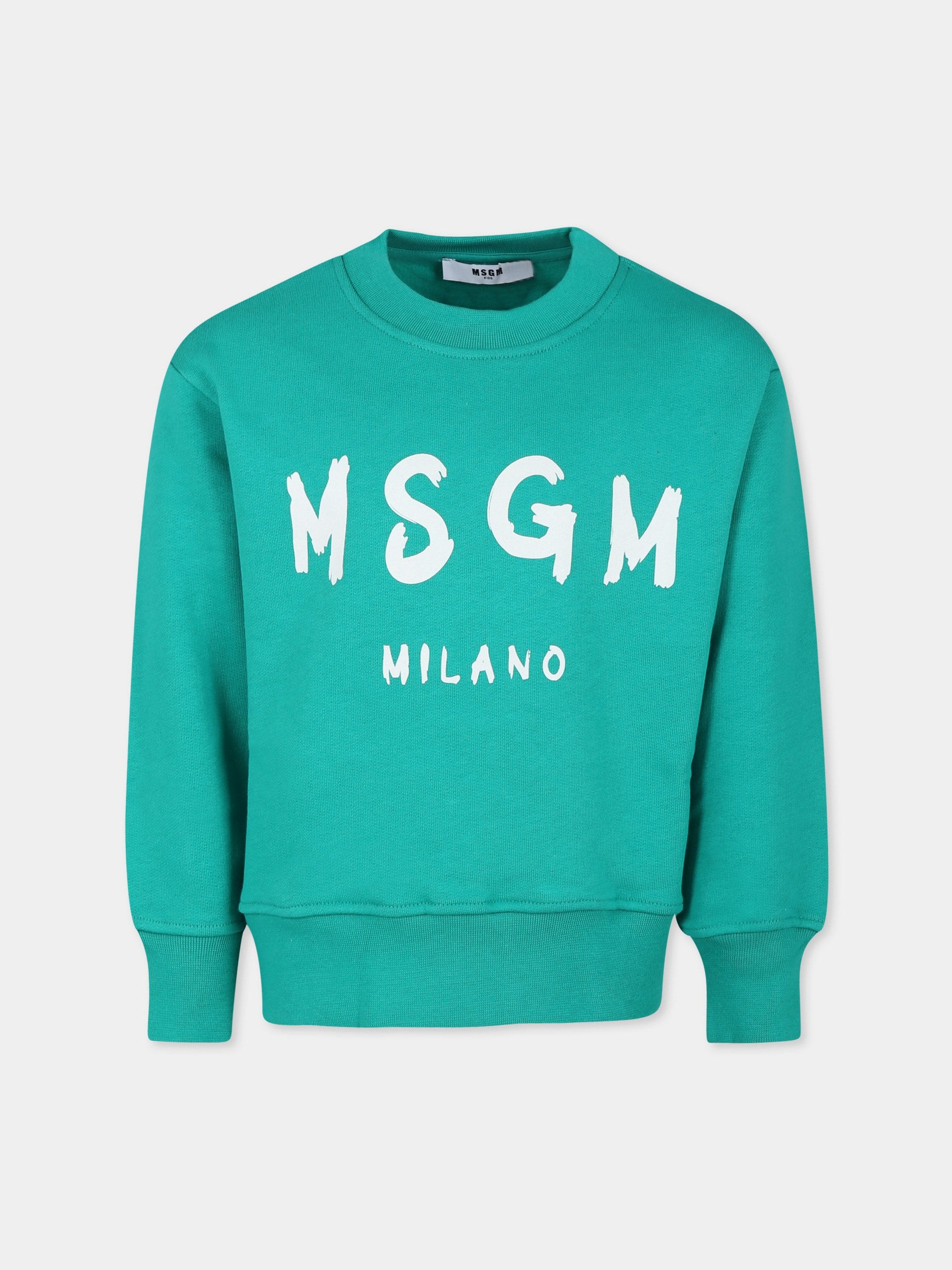 Felpa verde per bambini con logo,Msgm Kids,F4MSJUSW291 080