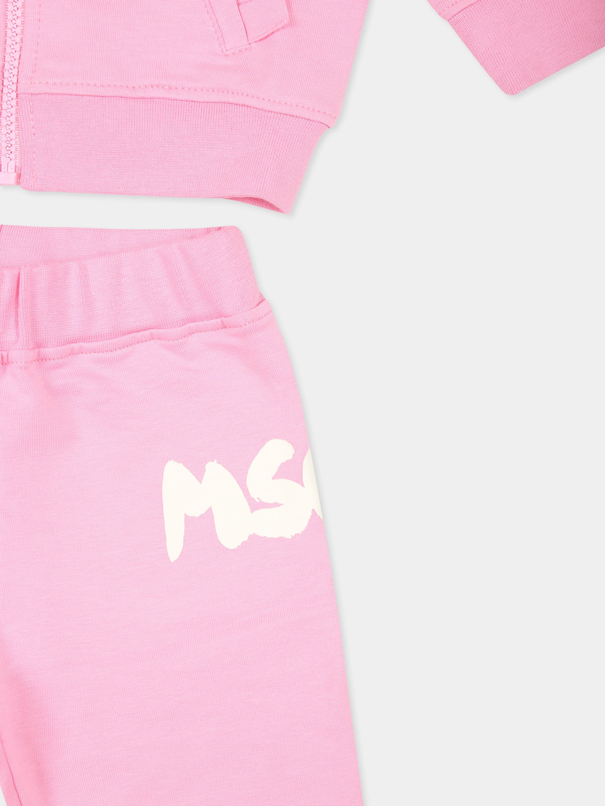 Completo rosa per neonata con logo,Msgm Kids,F4MSNGSF039 042