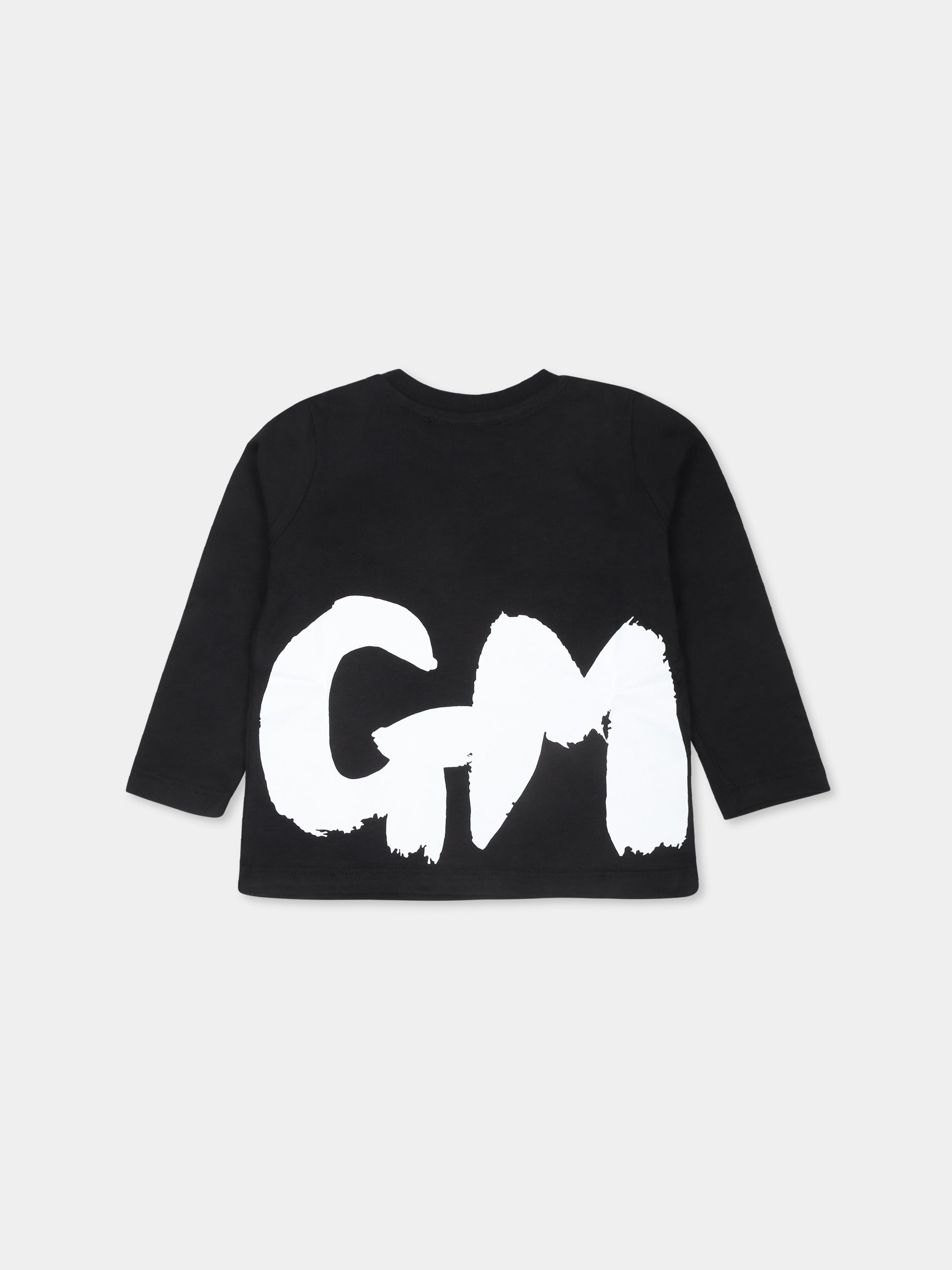 T-shirt nera per neonati con logo,Msgm Kids,F4MSUNTH266 110