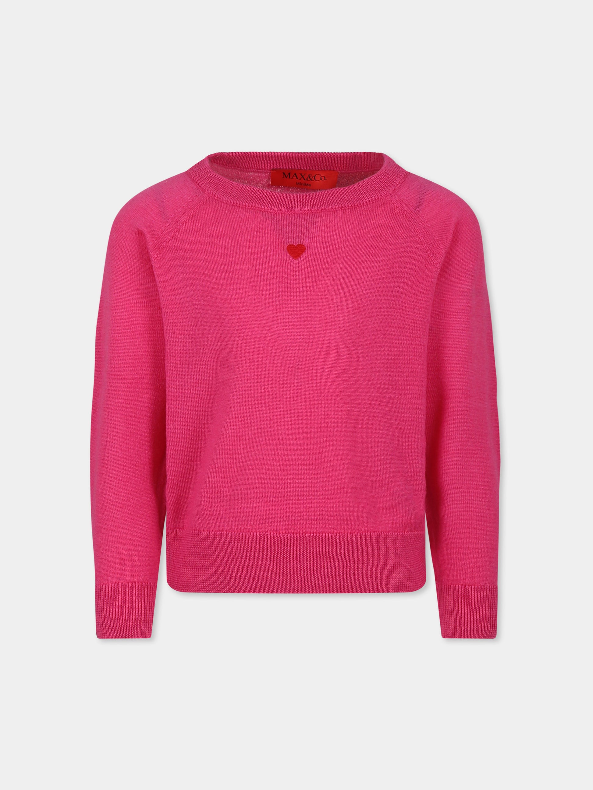 Maglione fucsia per bambina con cuore,Max&co,MX0003 MX004 MAXK1F MX352