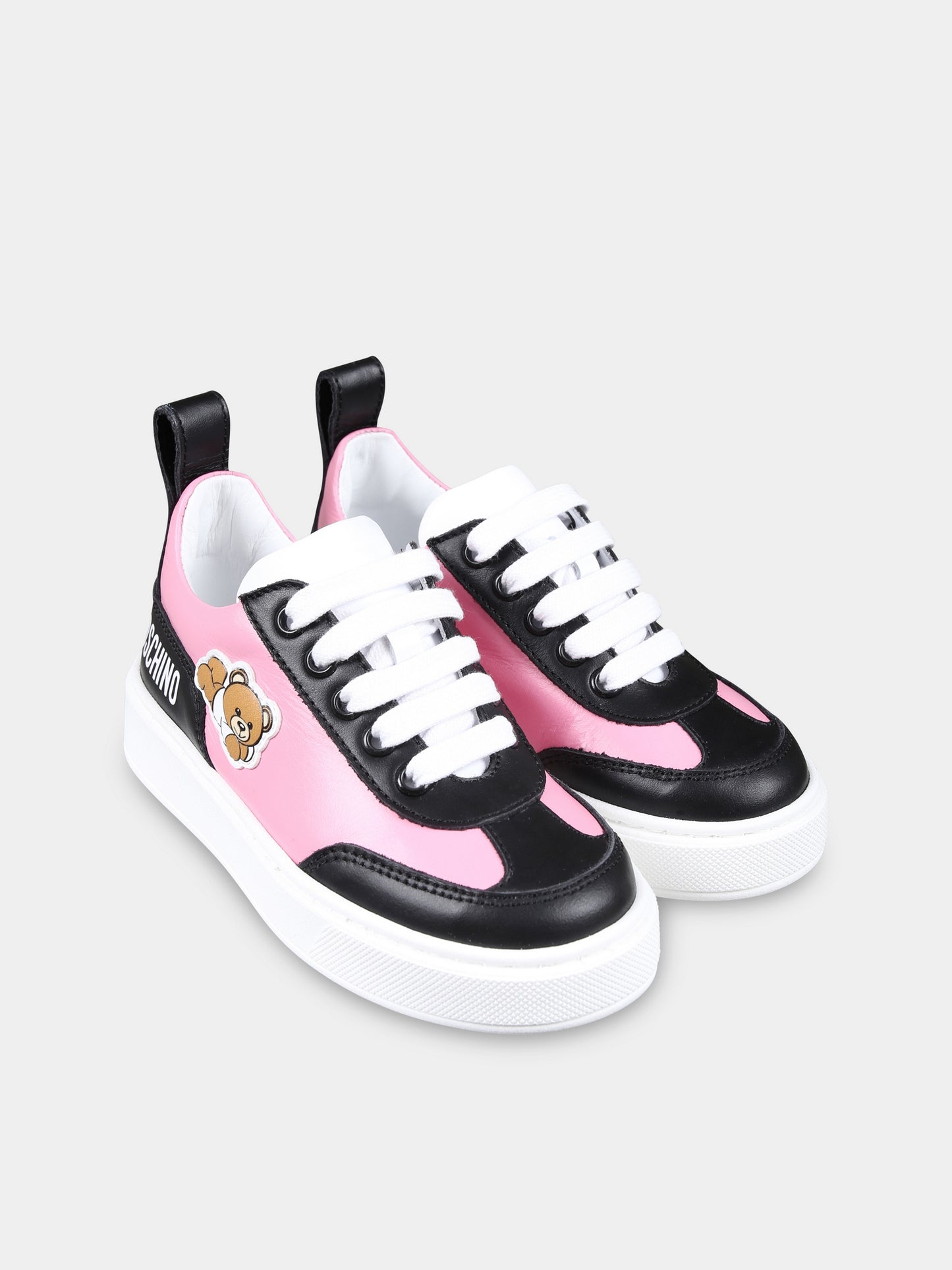 Sneakers rosa per bambina con Teddy Bear,Moschino Kids,78703 5