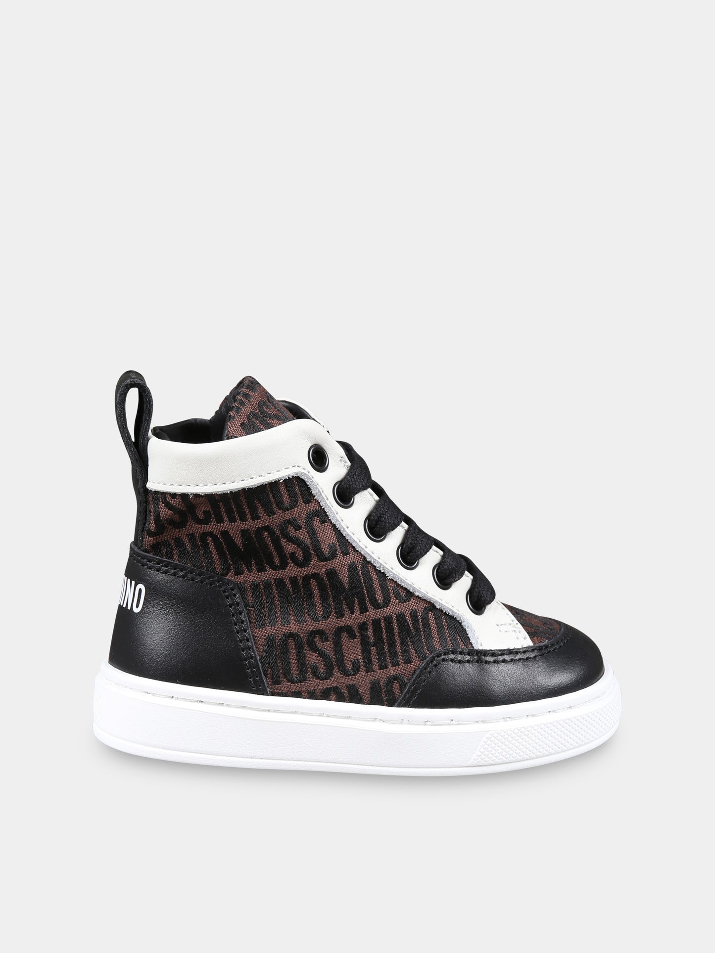 Sneakers marroni per bambini con logo,Moschino Kids,78599 1