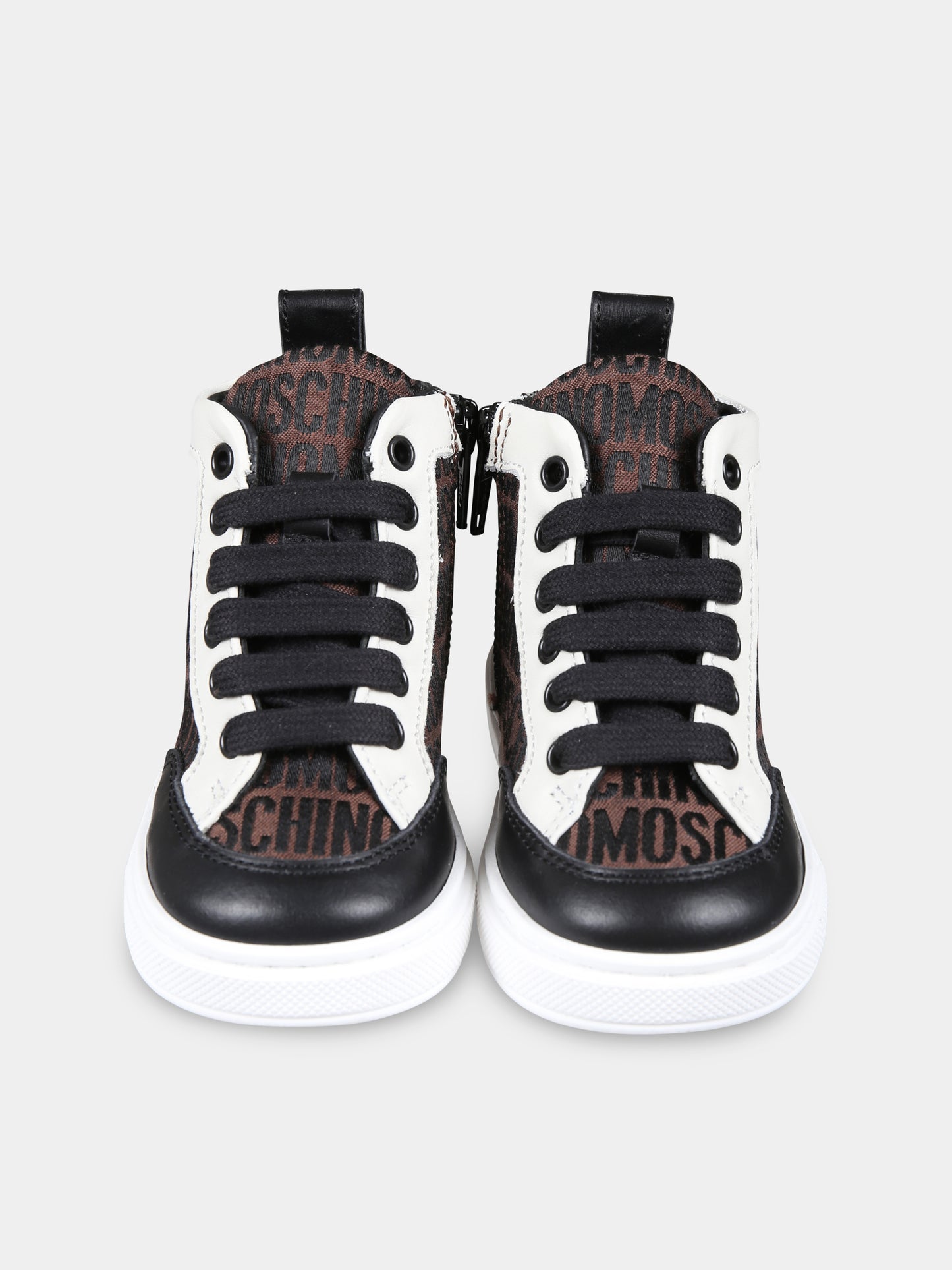 Sneakers marroni per bambini con logo,Moschino Kids,78599 1