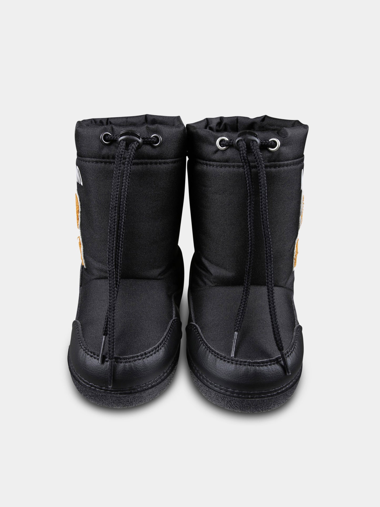 Black snow boots for kids with Teddy Bear